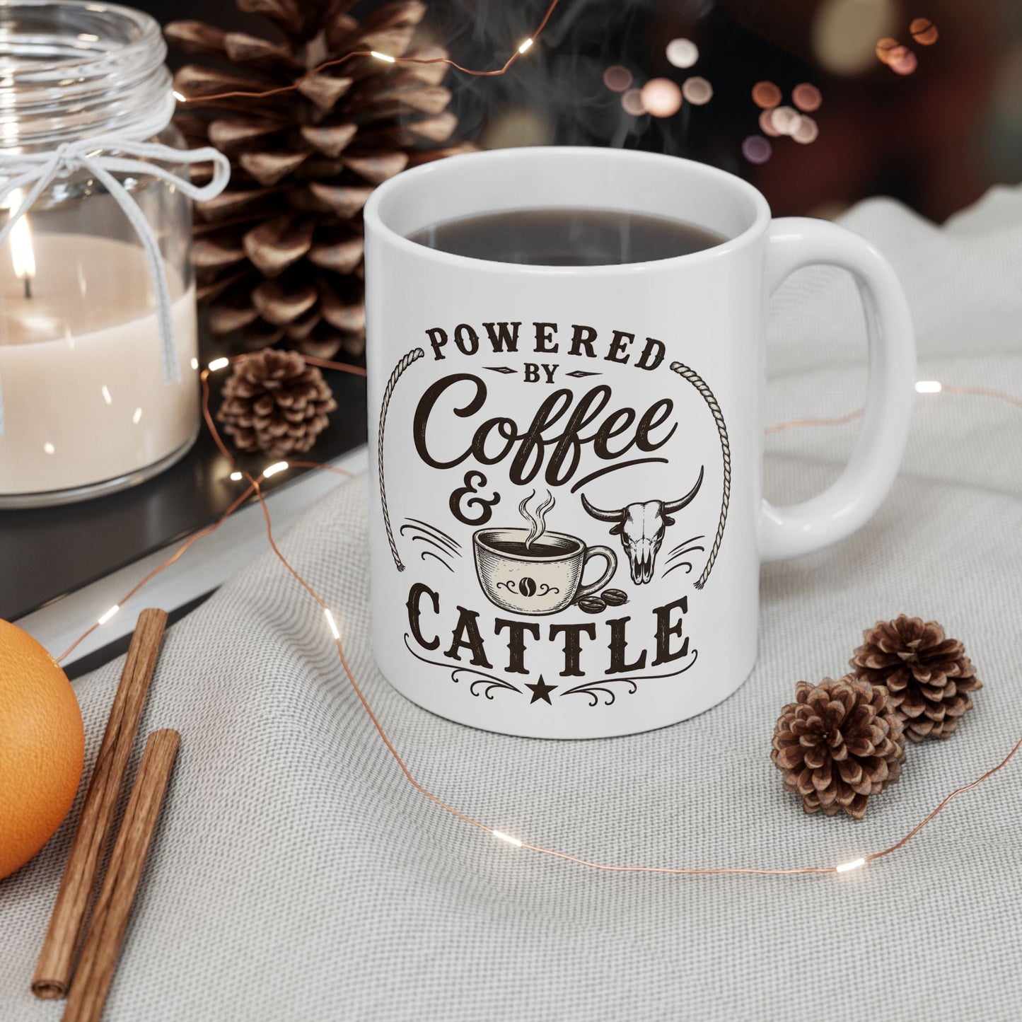 Coffee & Cattle Coffee Mug | Western Skull - Just Us Flynn’s