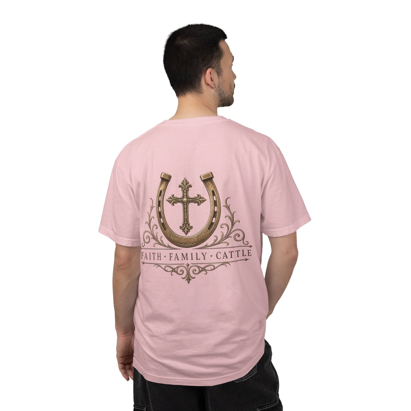 Faith Family Cattle Front/Back T-Shirt - Just Us Flynn’s