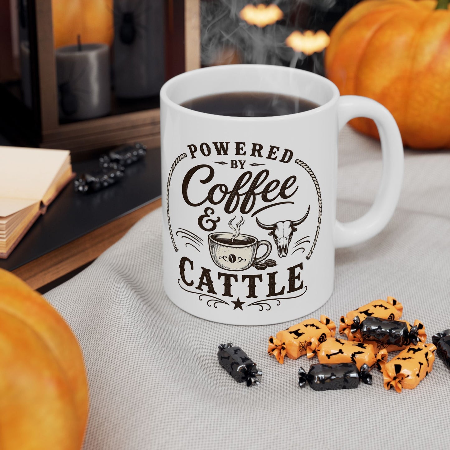 Coffee & Cattle Coffee Mug | Western Skull - Just Us Flynn’s