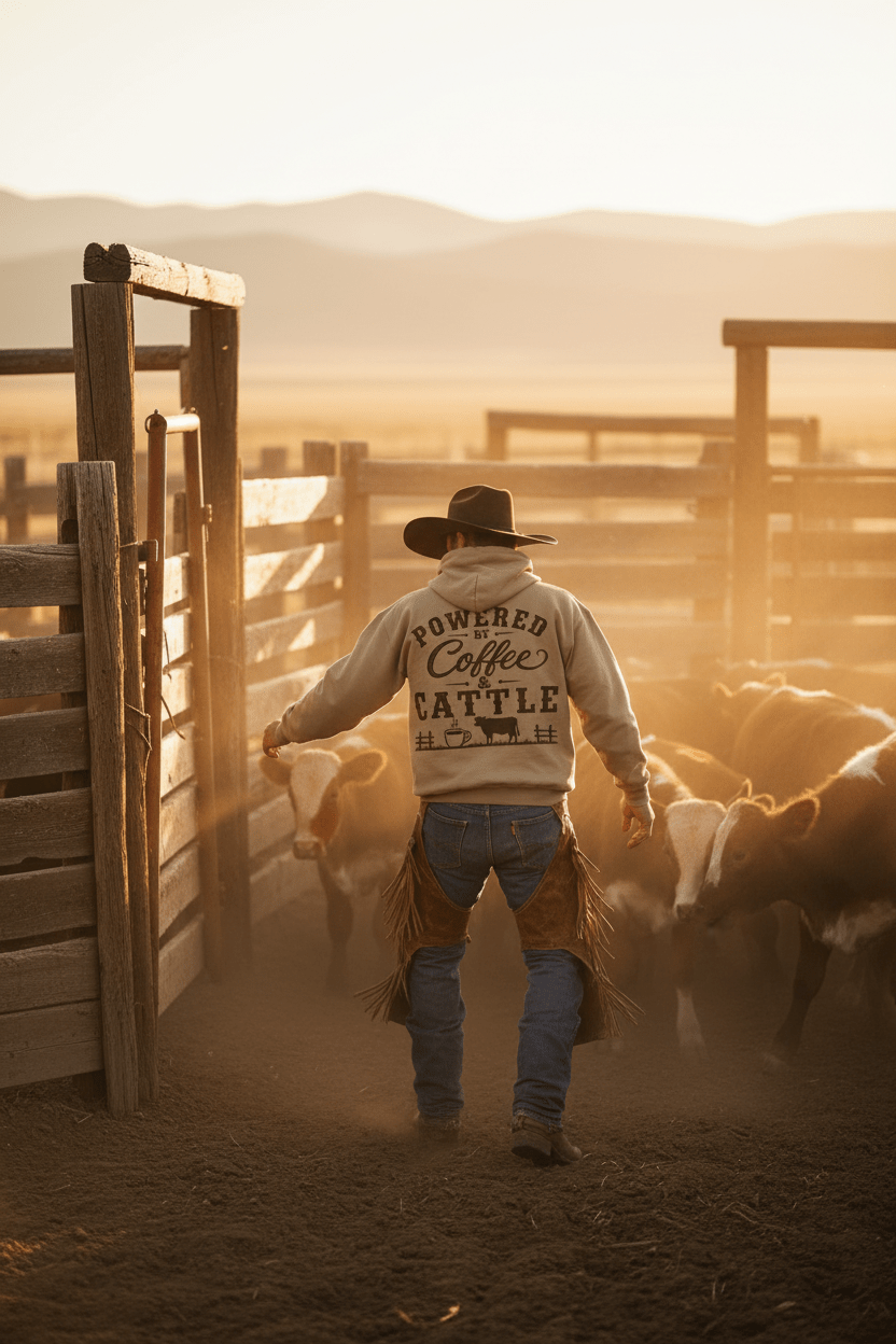 Coffee & Cattle Hoodie | Vintage Logo - Just Us Flynn’s