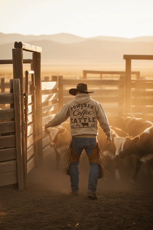Coffee & Cattle Hoodie | Vintage Logo - Just Us Flynn’s