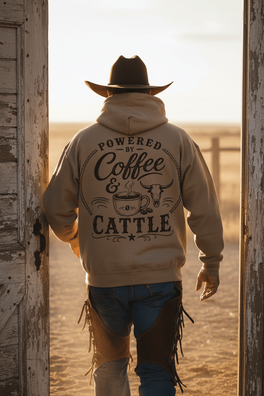 Coffee & Cattle Hoodie | Western Skull - Just Us Flynn’s