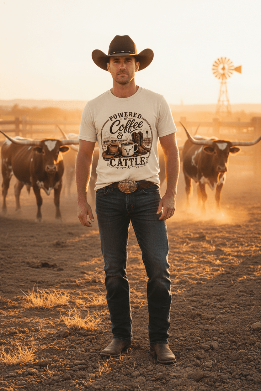 Coffee & Cattle T-Shirt | The Ranch Way - Just Us Flynn’s