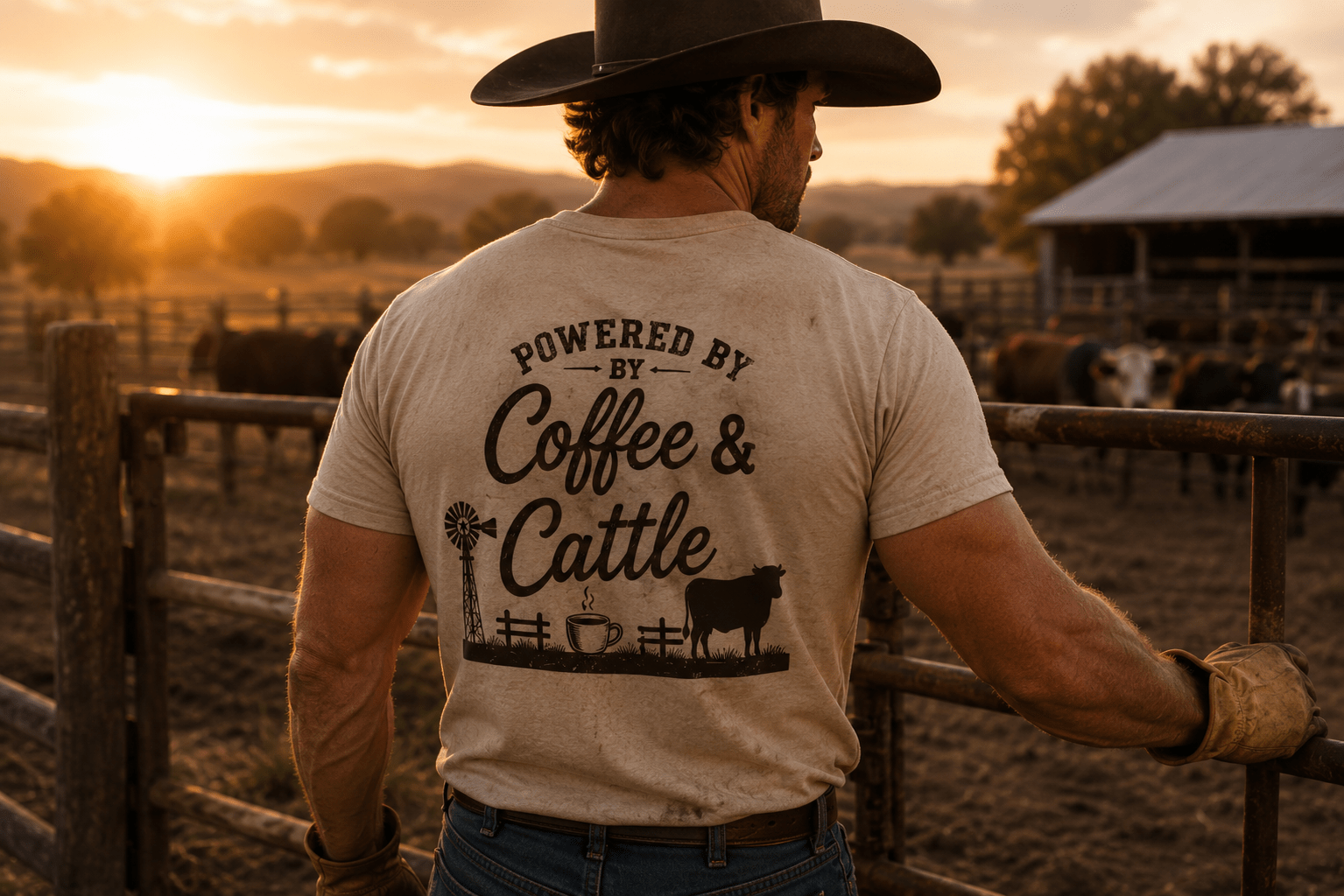 Coffee & Cattle T-Shirt | Vintage Logo - Just Us Flynn’s