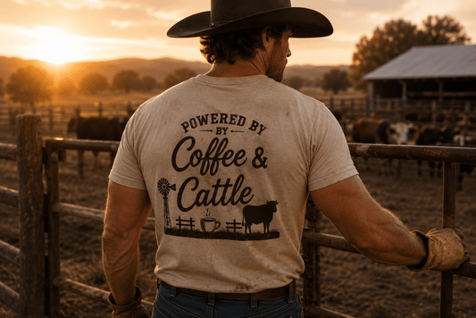 Coffee & Cattle T-Shirt | Vintage Logo - Just Us Flynn’s