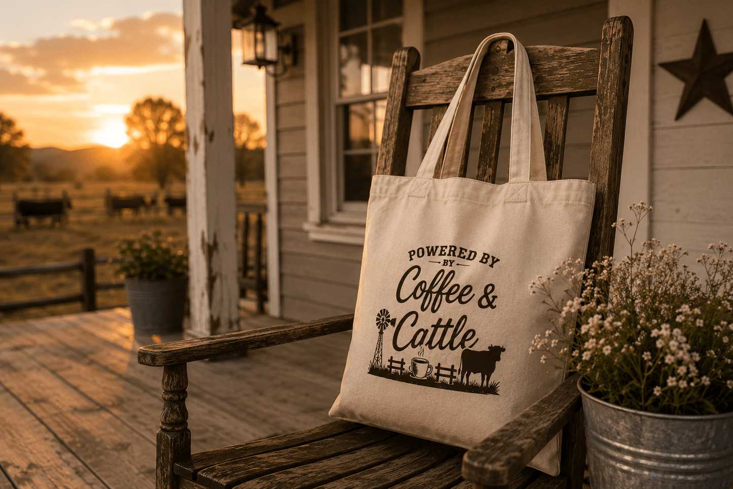 Coffee & Cattle Tote Bag | Vintage Logo - Just Us Flynn’s