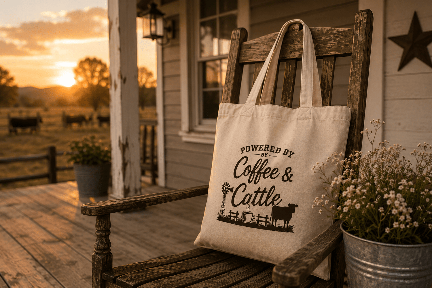 Coffee & Cattle Tote Bag | Vintage Logo - Just Us Flynn’s