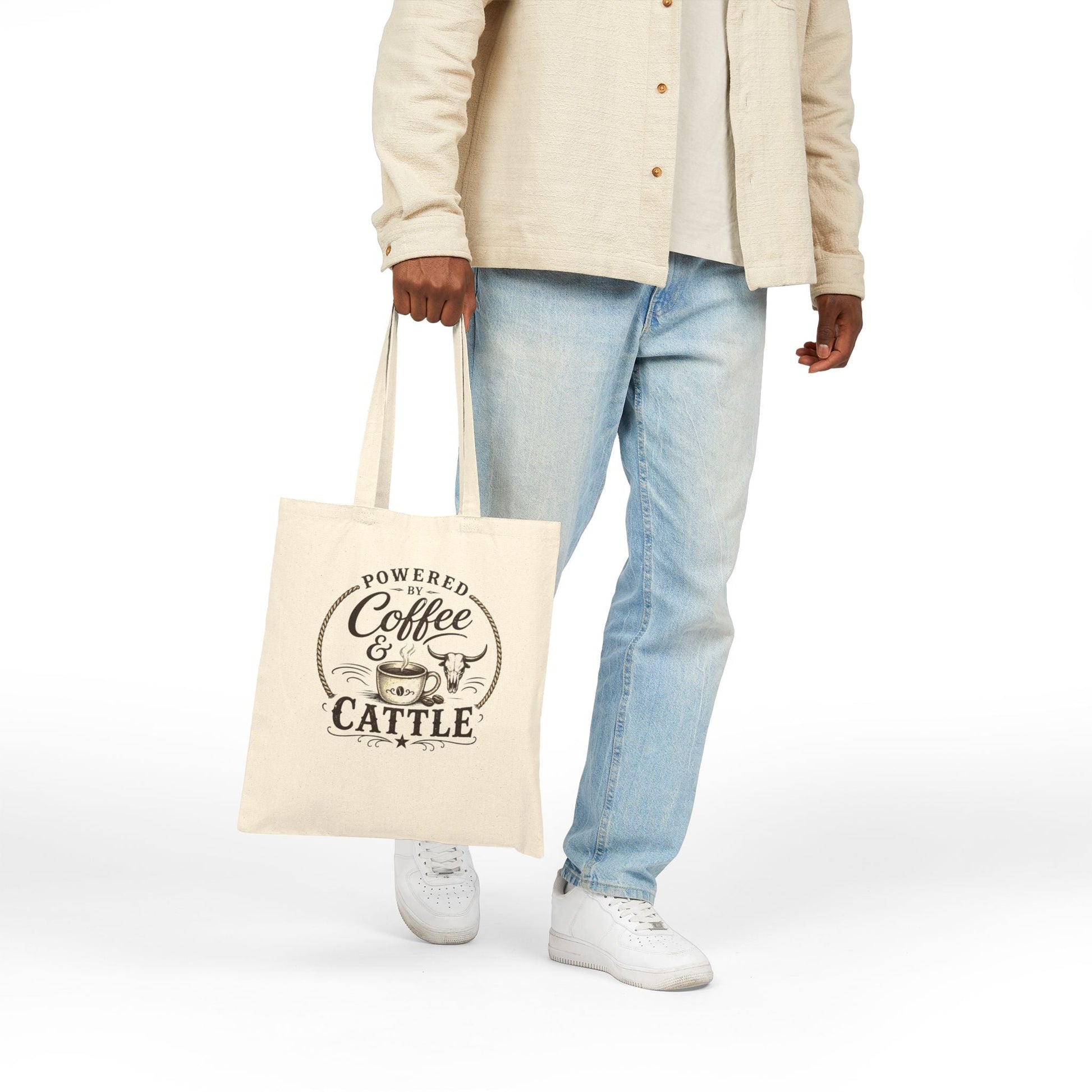 Coffee & Cattle Tote Bag | Western Skull - Just Us Flynn’s