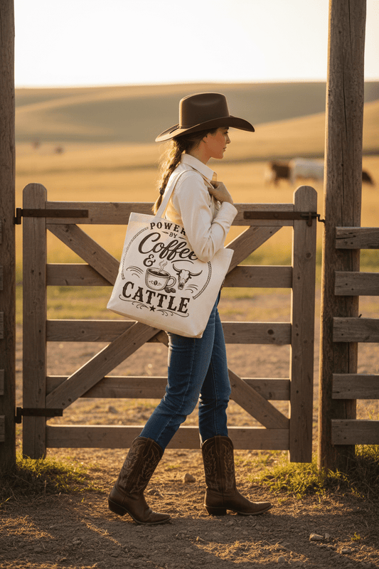 Coffee & Cattle Tote Bag | Western Skull - Just Us Flynn’s