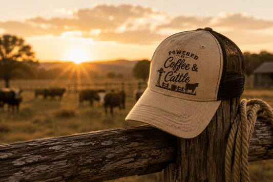 Coffee & Cattle Trucker Hat | Vintage Logo - Just Us Flynn’s