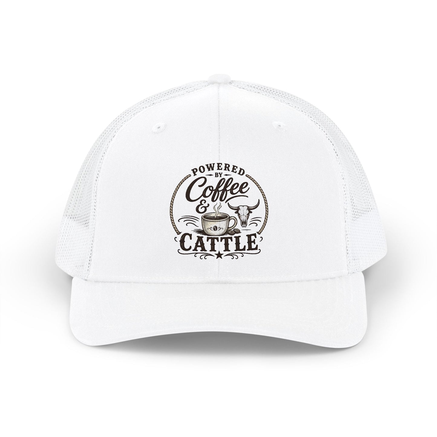 Coffee & Cattle Trucker Hat | Western Skull - Just Us Flynn’s