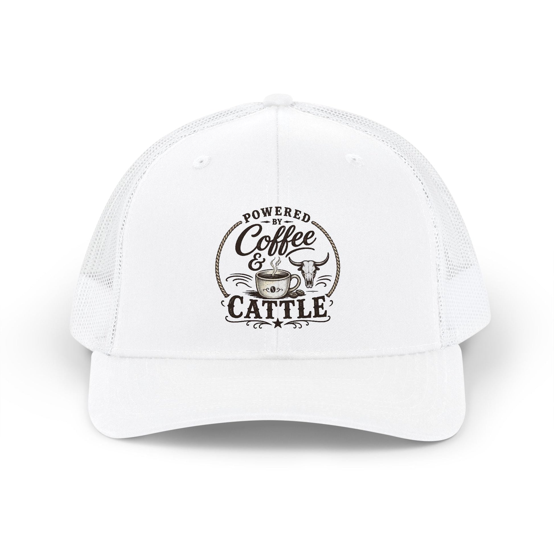 Coffee & Cattle Trucker Hat | Western Skull - Just Us Flynn’s