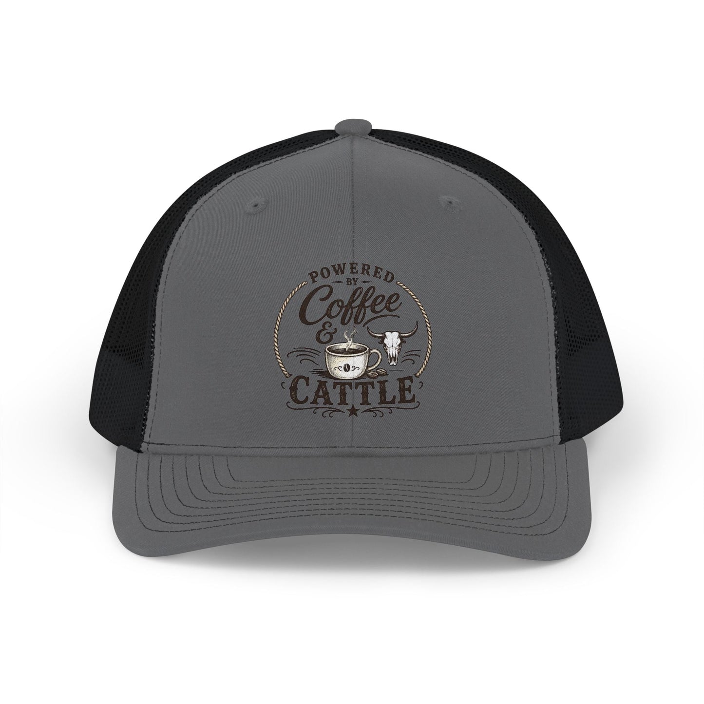 Coffee & Cattle Trucker Hat | Western Skull - Just Us Flynn’s