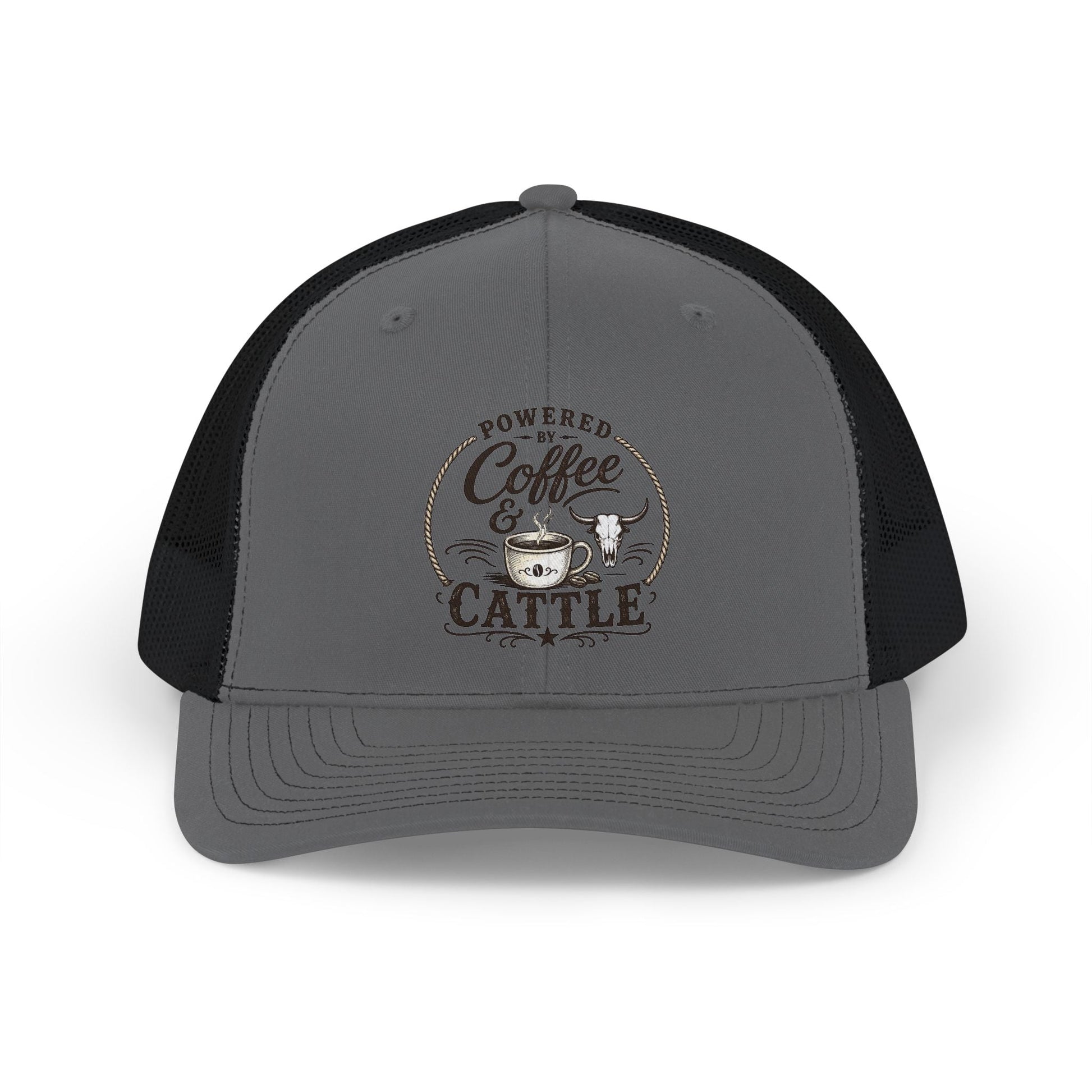 Coffee & Cattle Trucker Hat | Western Skull - Just Us Flynn’s