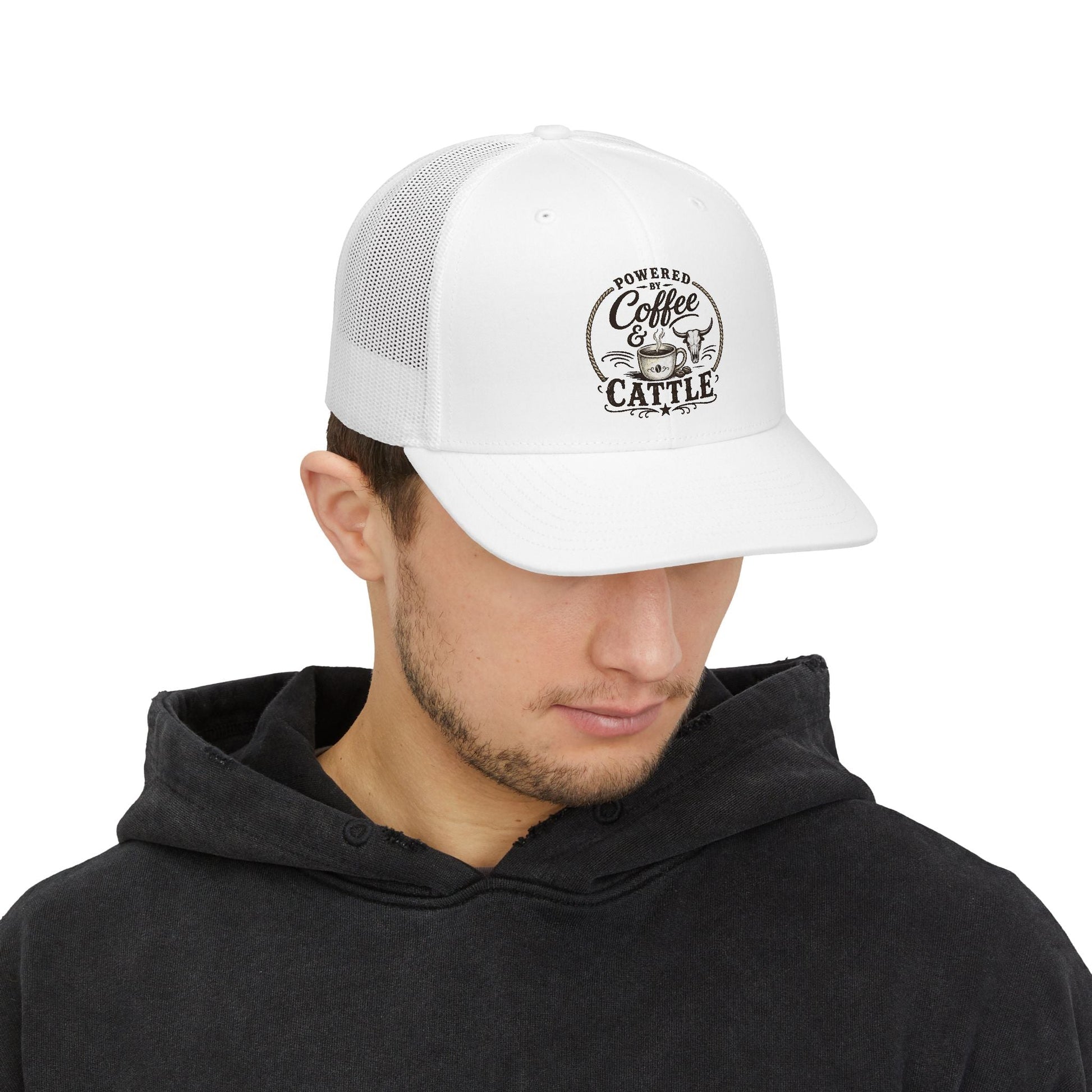 Coffee & Cattle Trucker Hat | Western Skull - Just Us Flynn’s