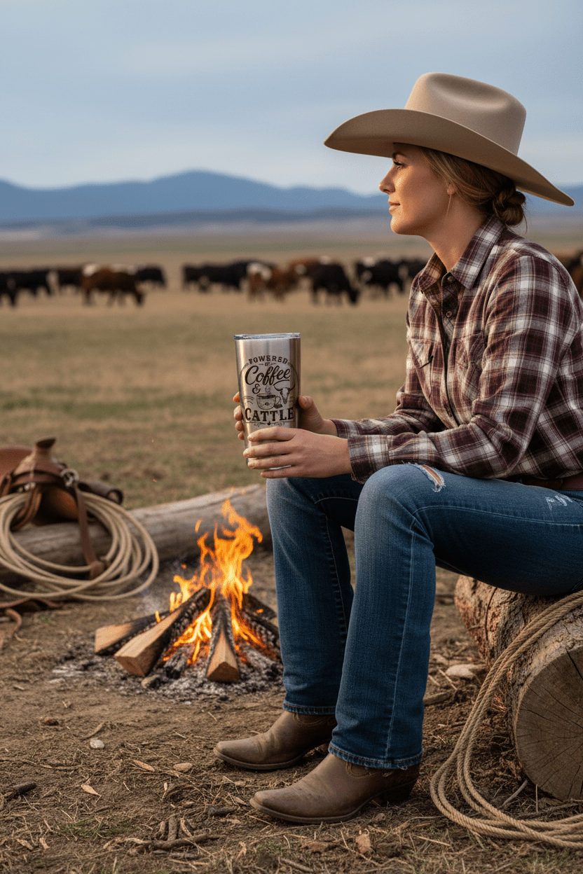 Coffee & Cattle Tumbler | Western Skull - Just Us Flynn’s