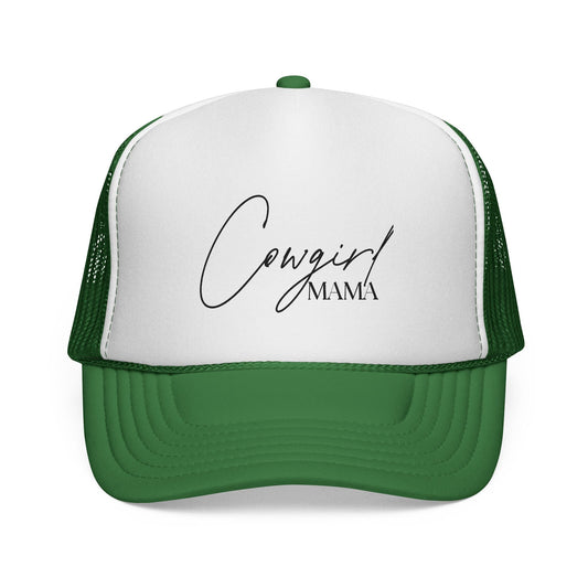 Cowgirl Mama Trucker Cap — Script Logo Mesh Baseball Hat for Moms - Just Us Flynn’s