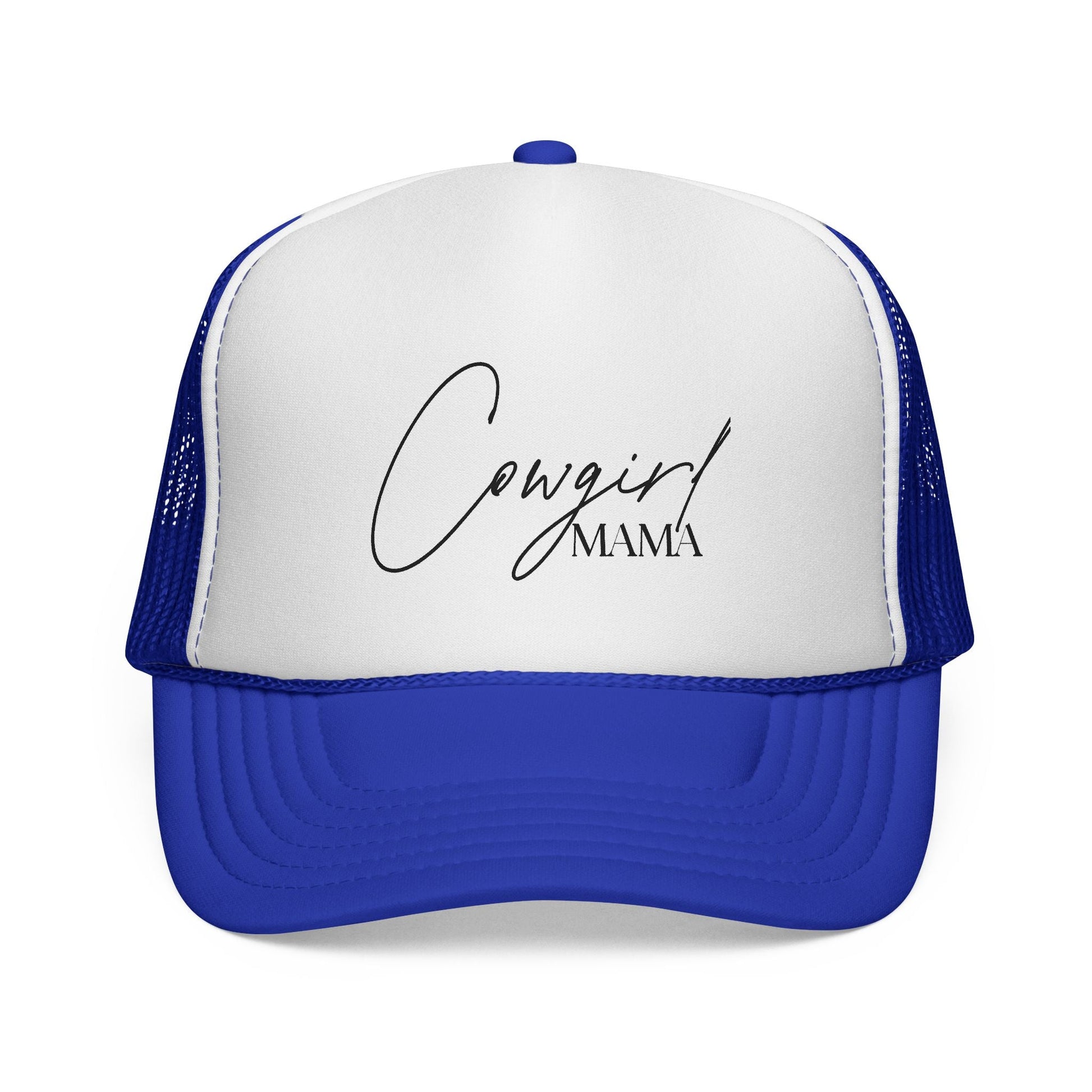Cowgirl Mama Trucker Cap — Script Logo Mesh Baseball Hat for Moms - Just Us Flynn’s