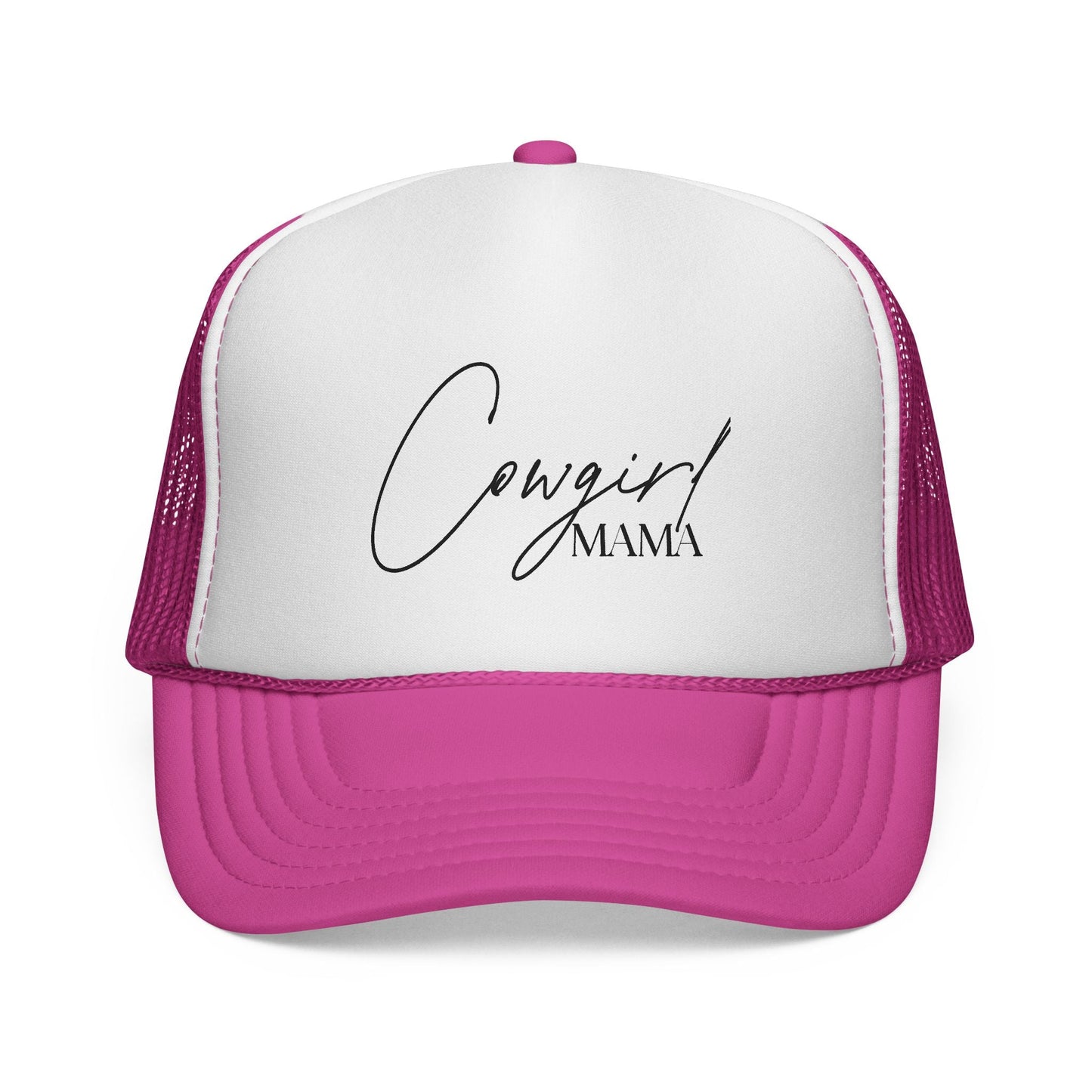 Cowgirl Mama Trucker Cap — Script Logo Mesh Baseball Hat for Moms - Just Us Flynn’s