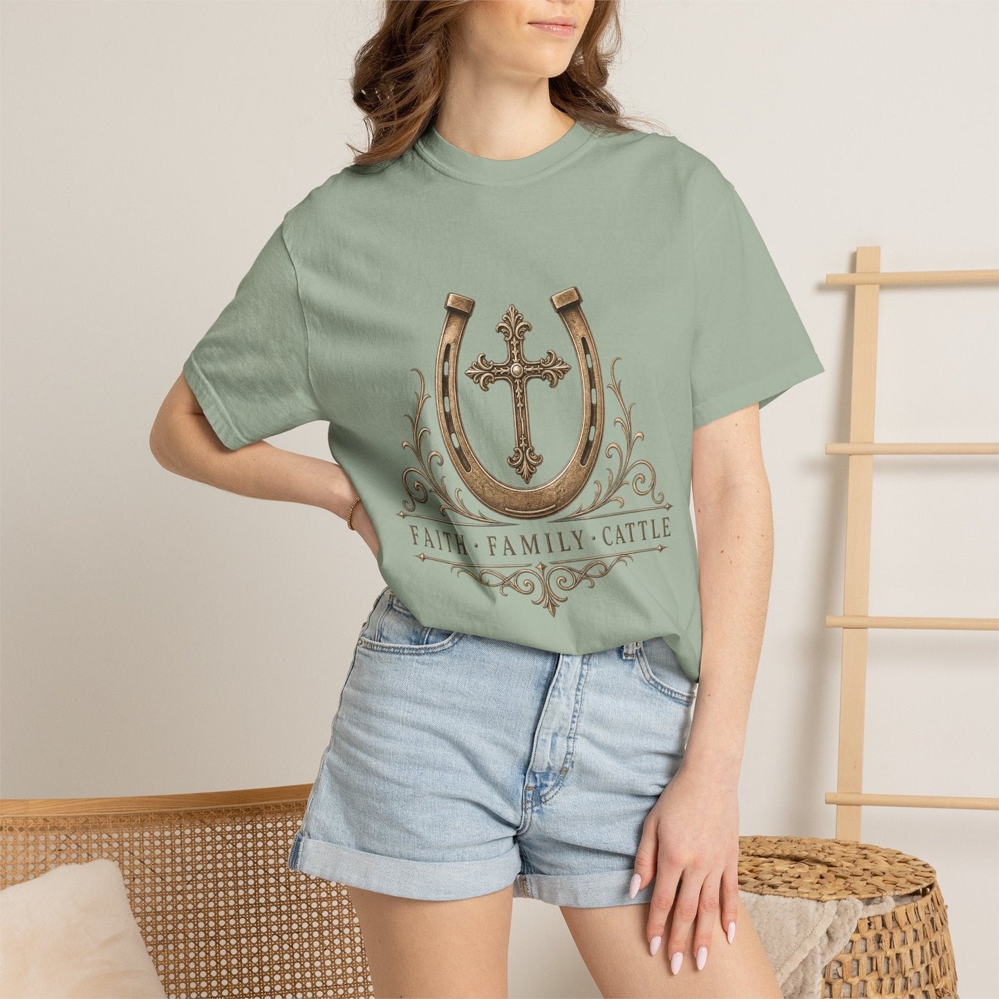 Faith Family Cattle Front T-Shirt - Just Us Flynn’s