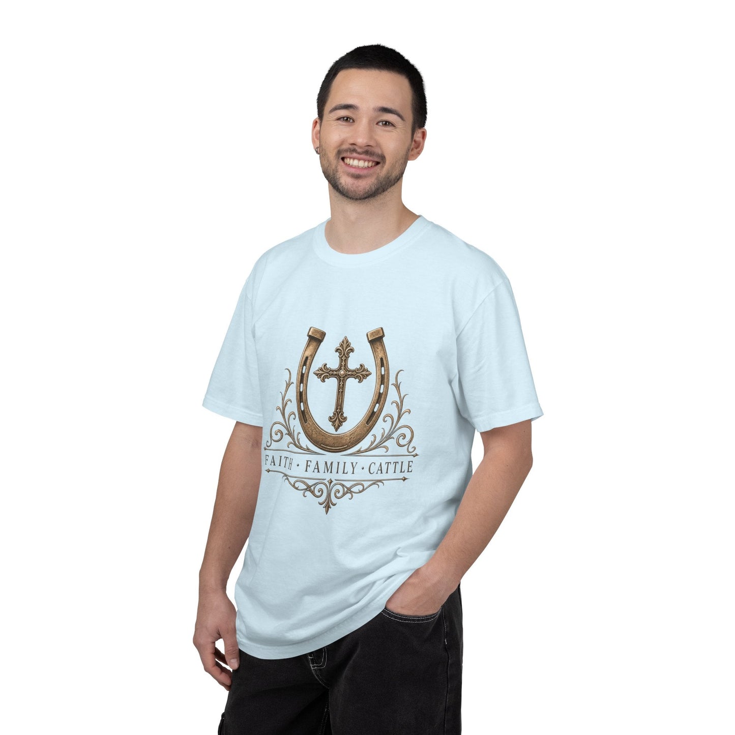 Faith Family Cattle Front T-Shirt - Just Us Flynn’s