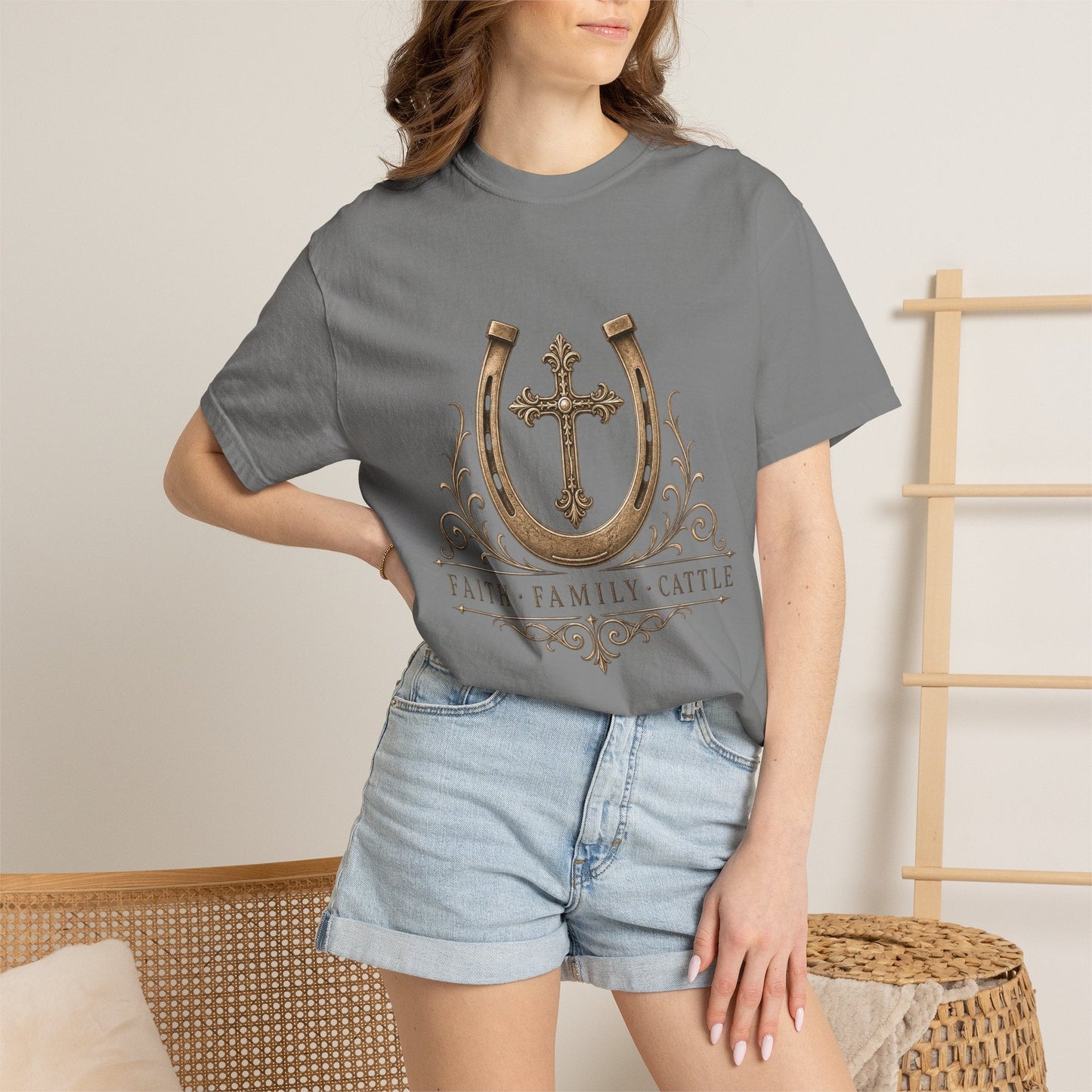 Faith Family Cattle Front T-Shirt - Just Us Flynn’s