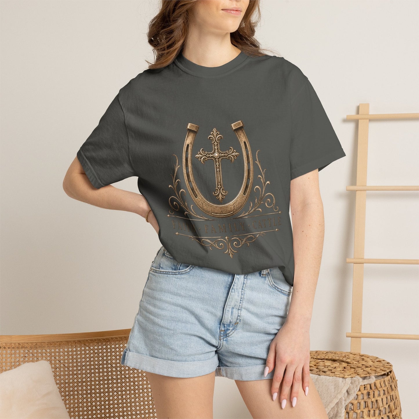 Faith Family Cattle Front T-Shirt - Just Us Flynn’s