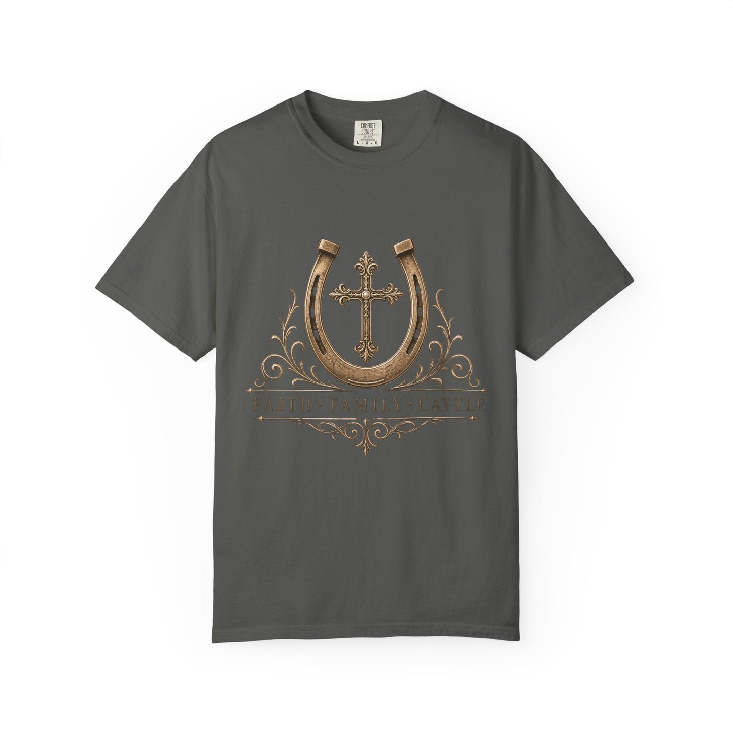 Faith Family Cattle Front T-Shirt - Just Us Flynn’s