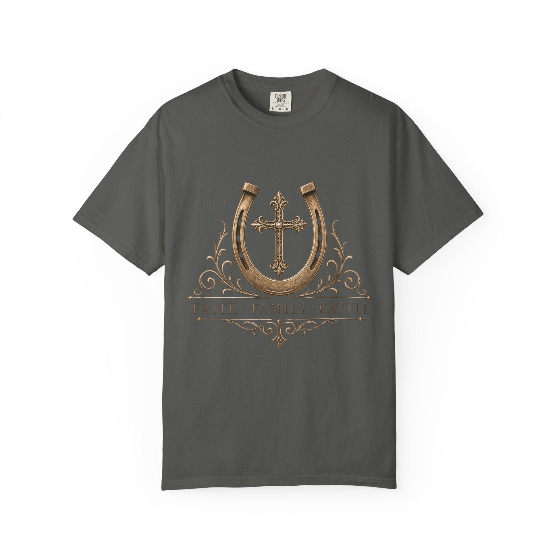 Faith Family Cattle Front T-Shirt - Just Us Flynn’s