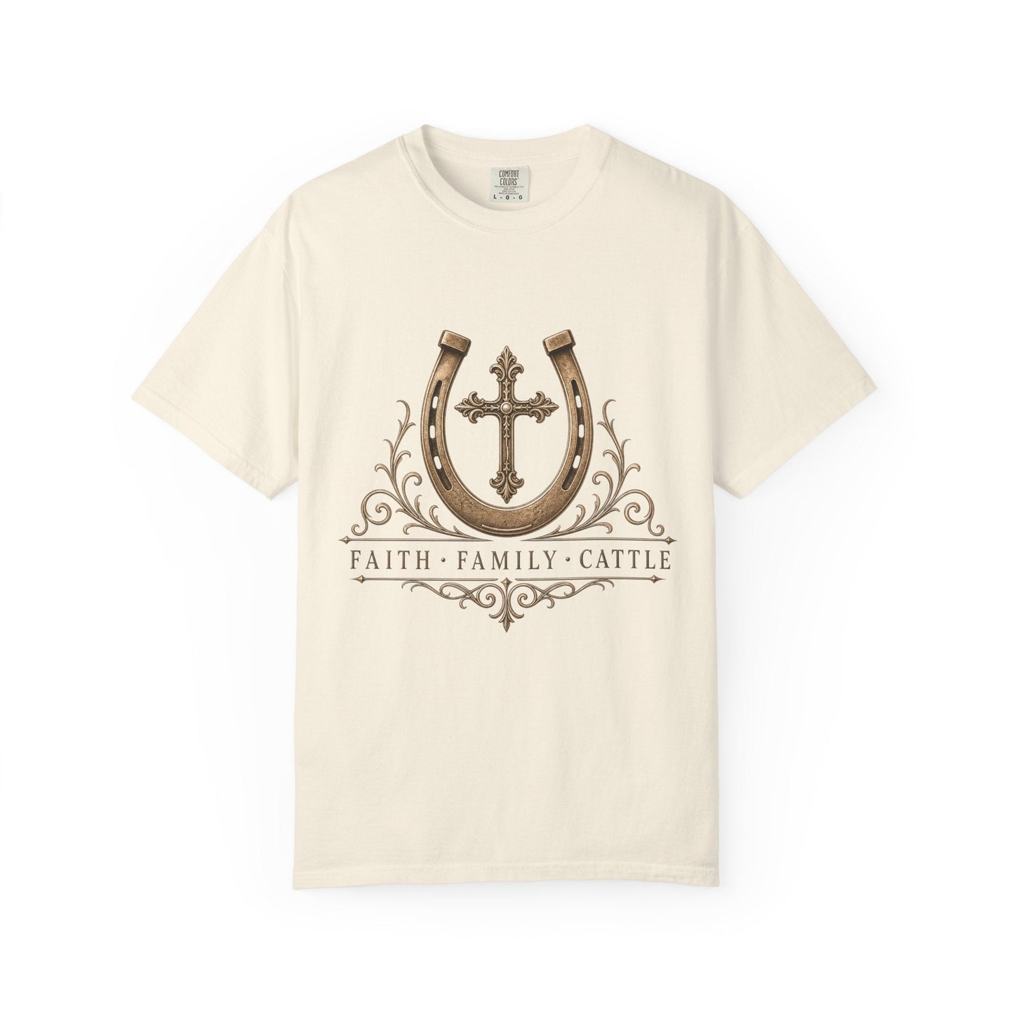 Faith Family Cattle Front T-Shirt - Just Us Flynn’s