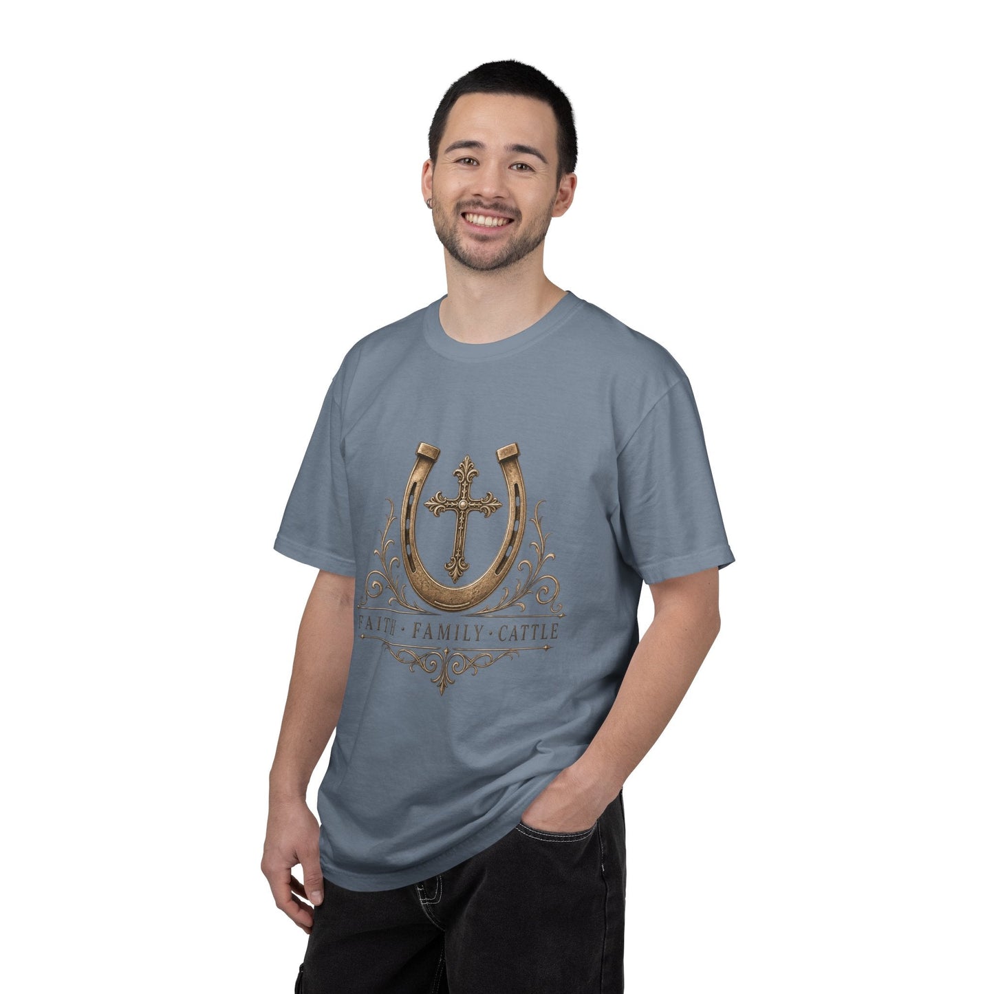 Faith Family Cattle Front T-Shirt - Just Us Flynn’s