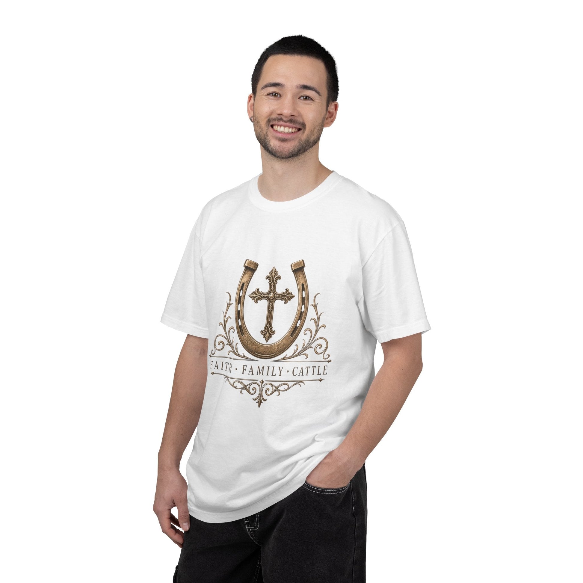 Faith Family Cattle Front T-Shirt - Just Us Flynn’s