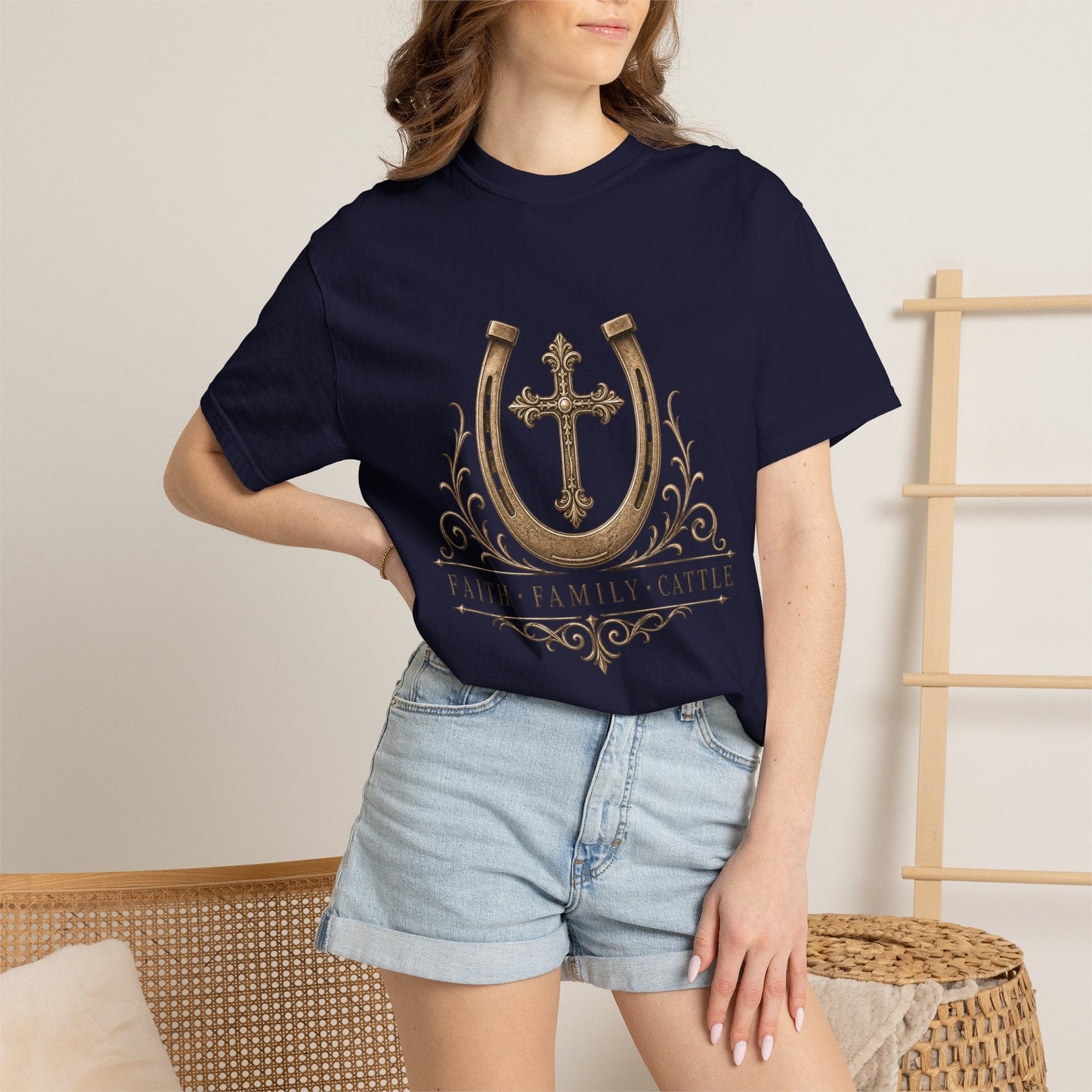 Faith Family Cattle Front T-Shirt - Just Us Flynn’s