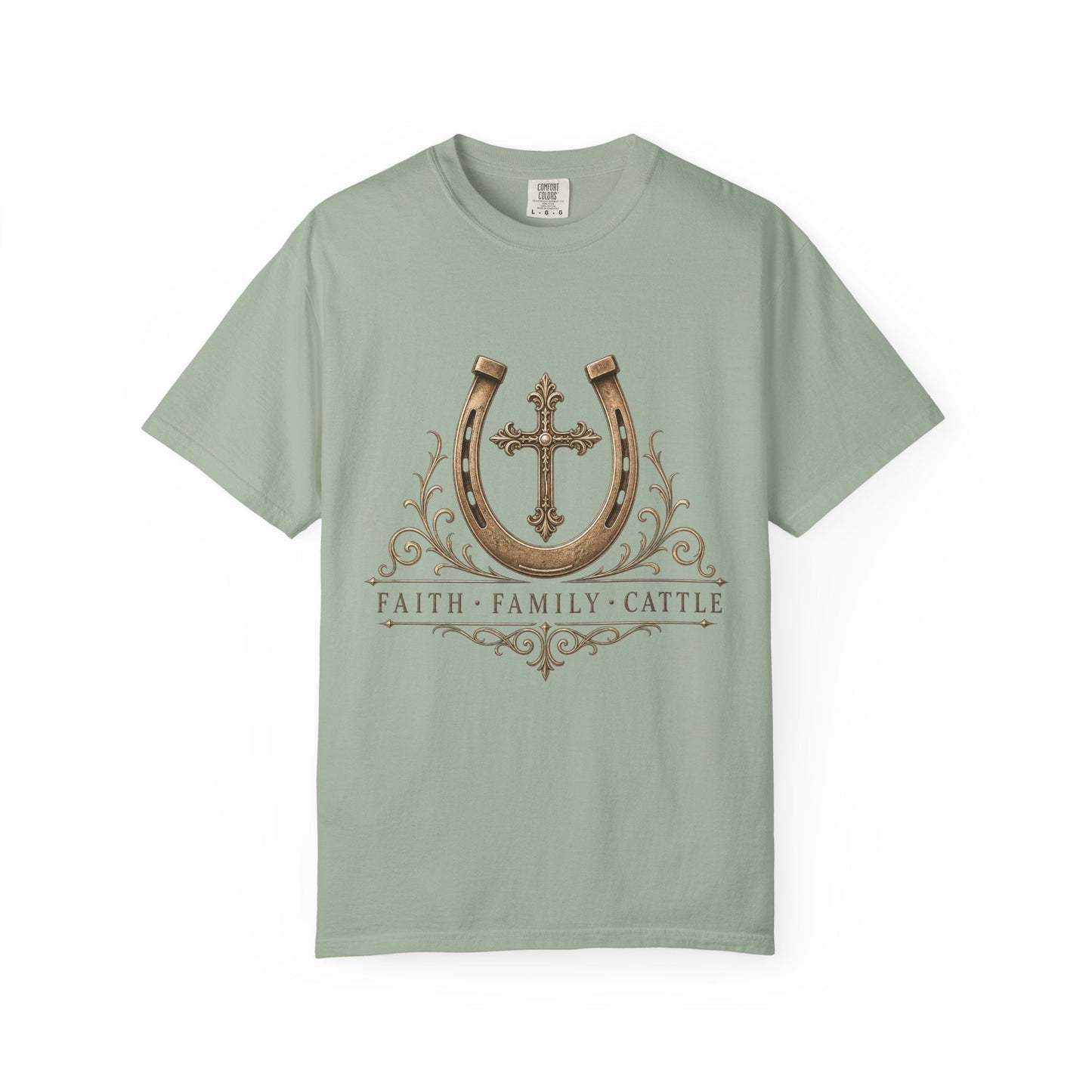 Faith Family Cattle Front T-Shirt - Just Us Flynn’s