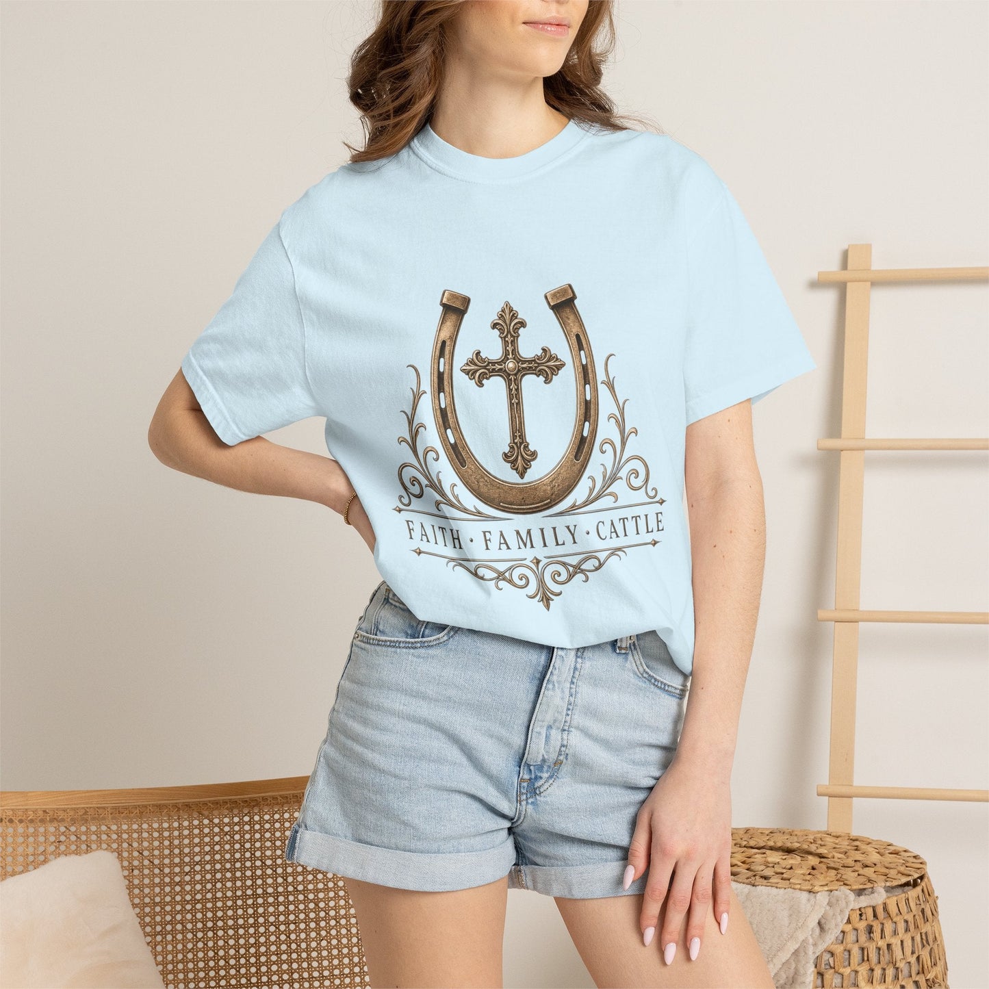 Faith Family Cattle Front T-Shirt - Just Us Flynn’s