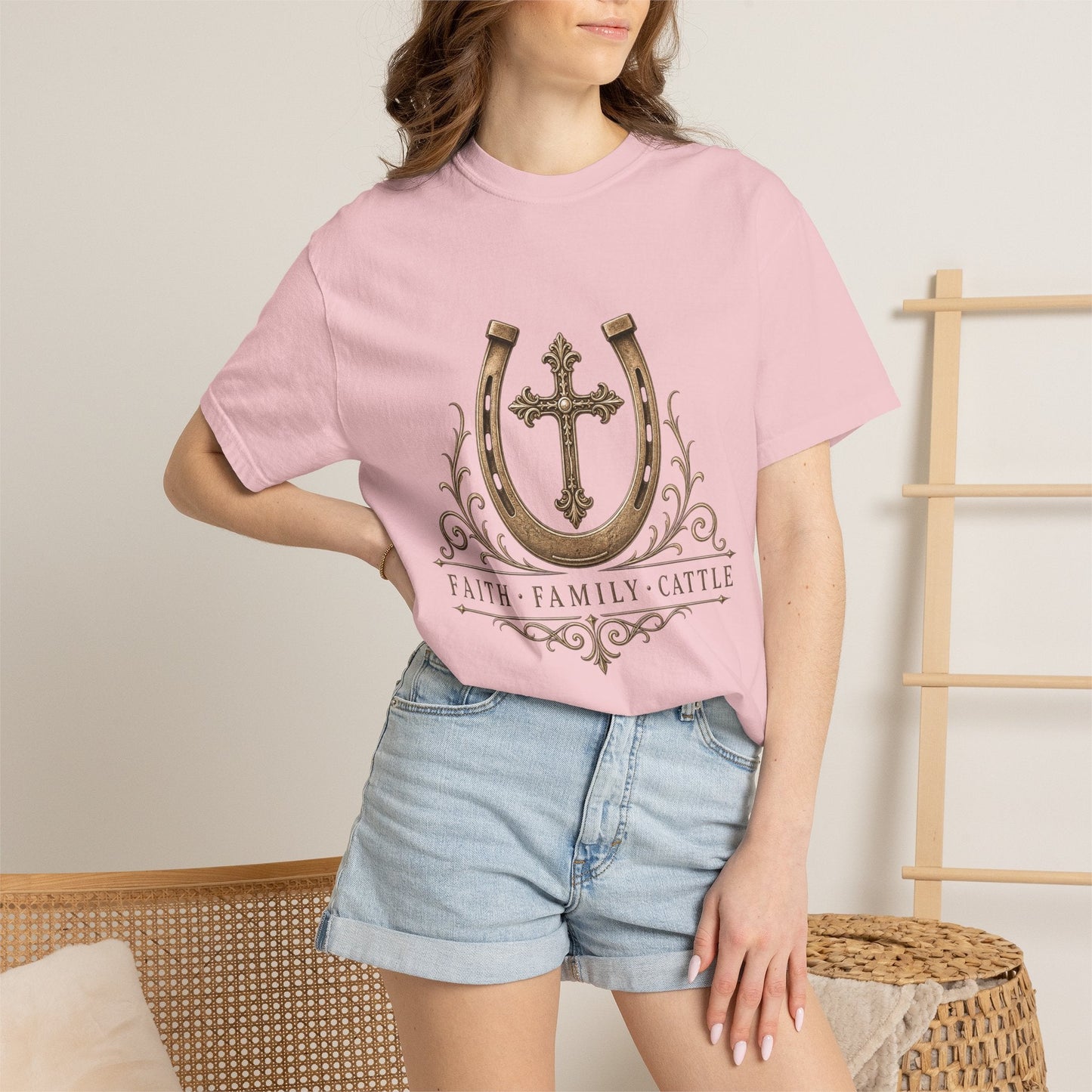 Faith Family Cattle Front T-Shirt - Just Us Flynn’s