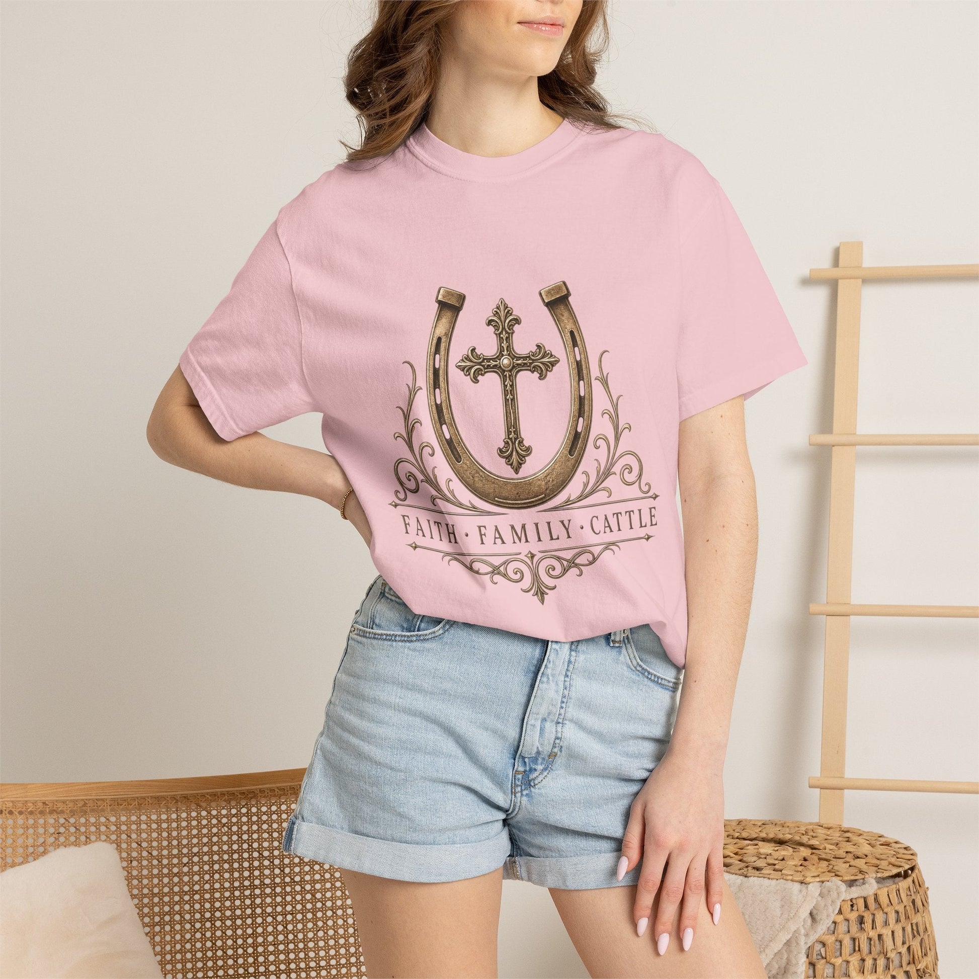 Faith Family Cattle Front T-Shirt - Just Us Flynn’s