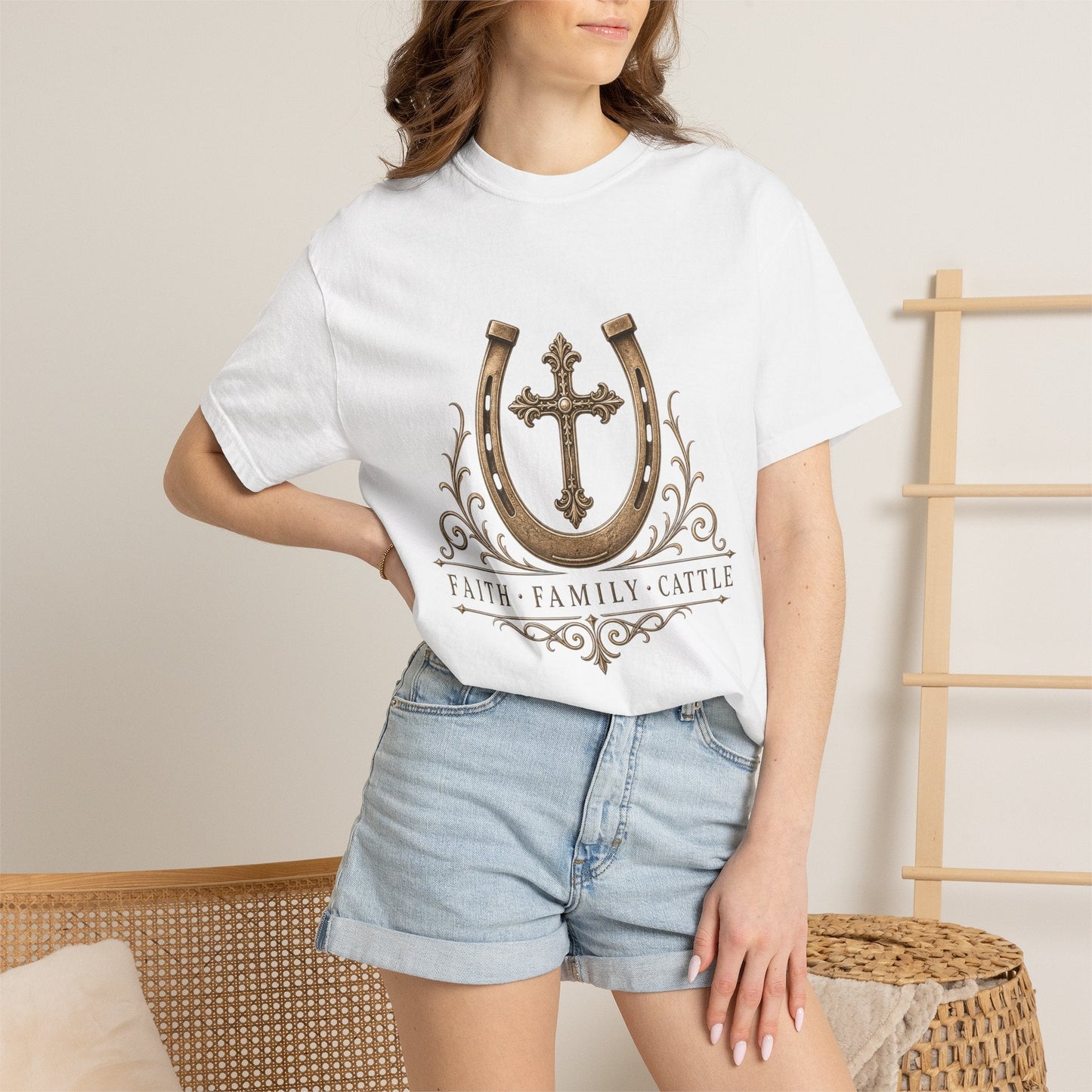 Faith Family Cattle Front T-Shirt - Just Us Flynn’s