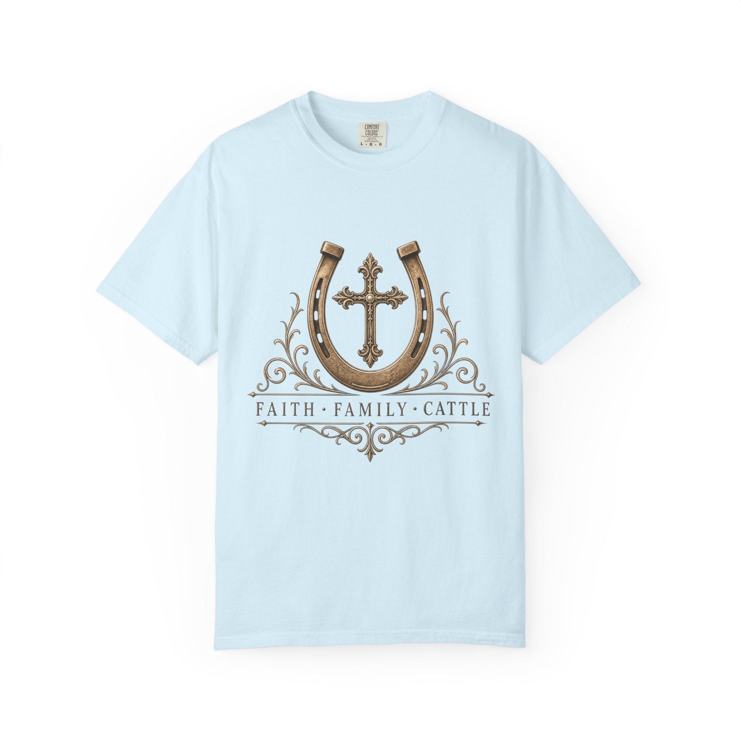 Faith Family Cattle Front T-Shirt - Just Us Flynn’s