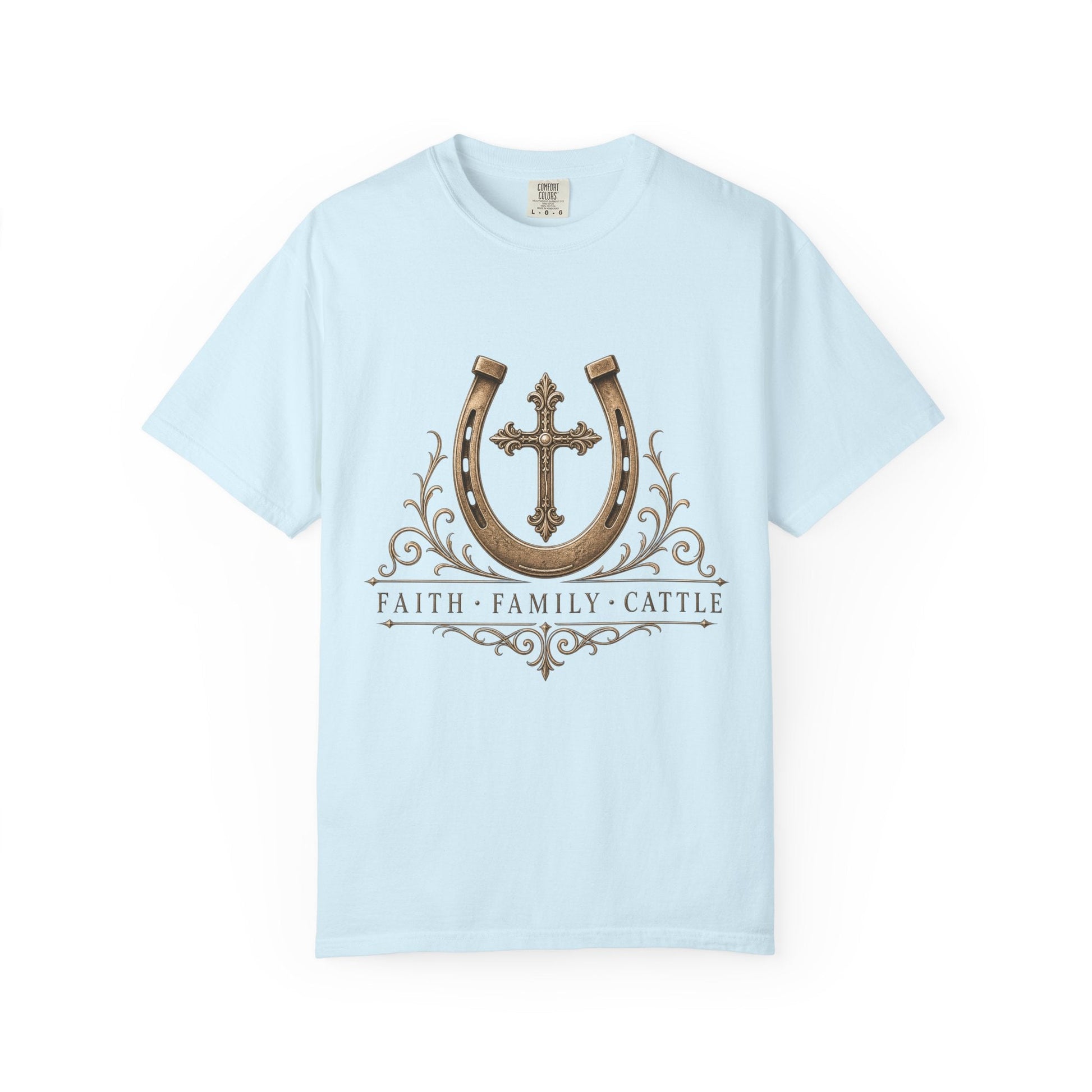 Faith Family Cattle Front T-Shirt - Just Us Flynn’s