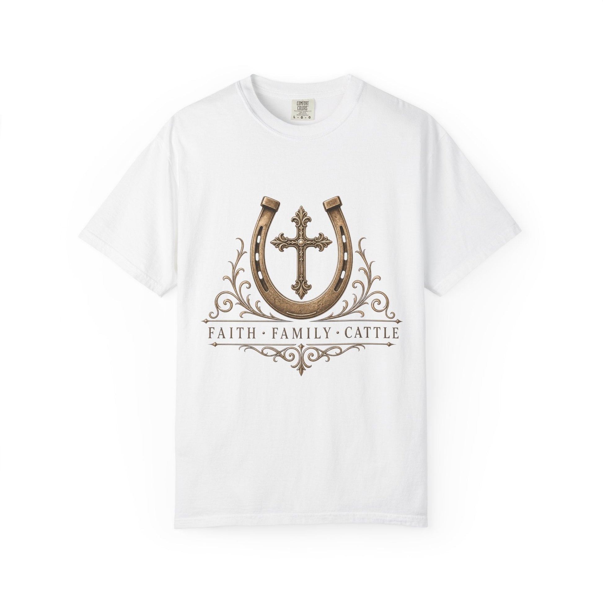 Faith Family Cattle Front T-Shirt - Just Us Flynn’s