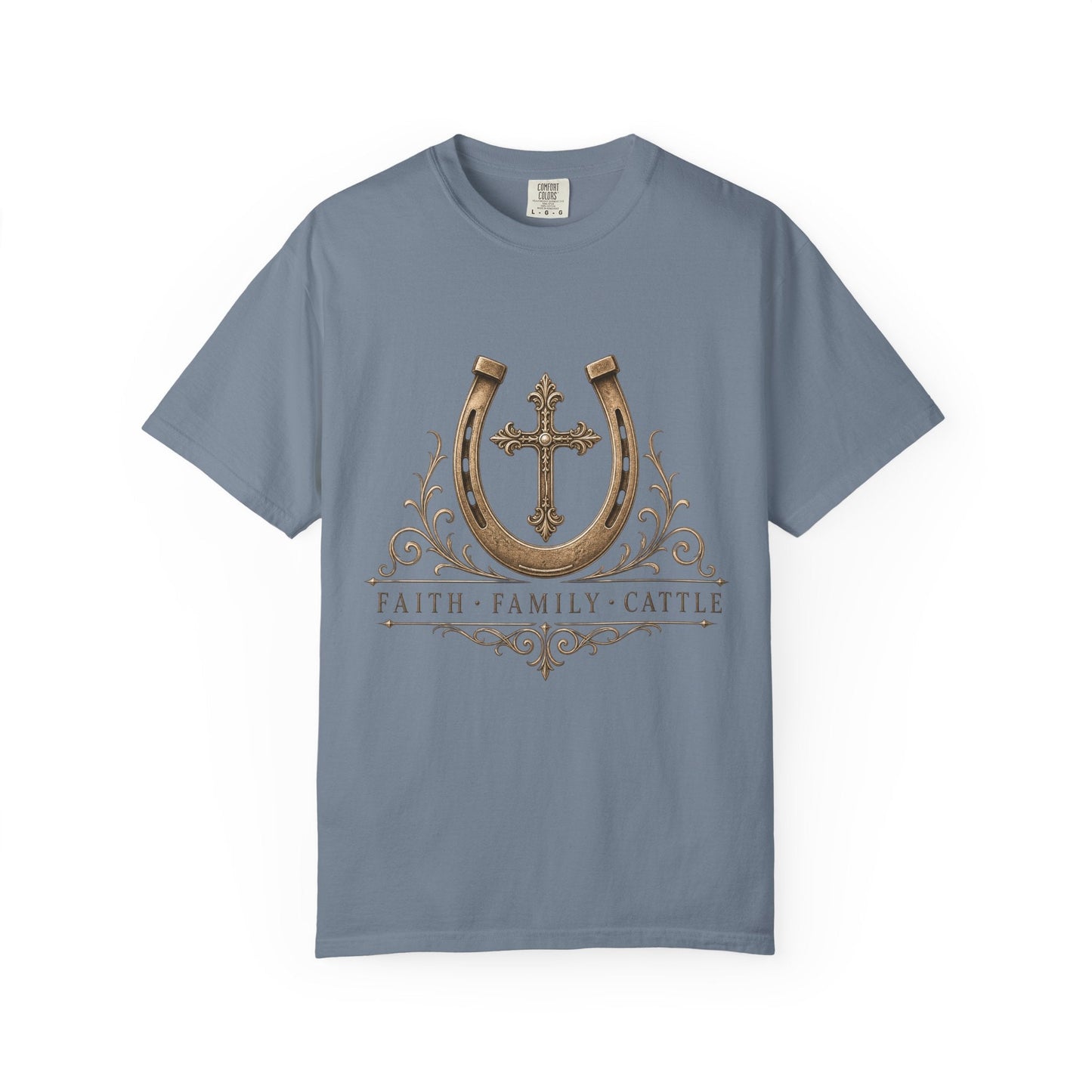 Faith Family Cattle Front T-Shirt - Just Us Flynn’s