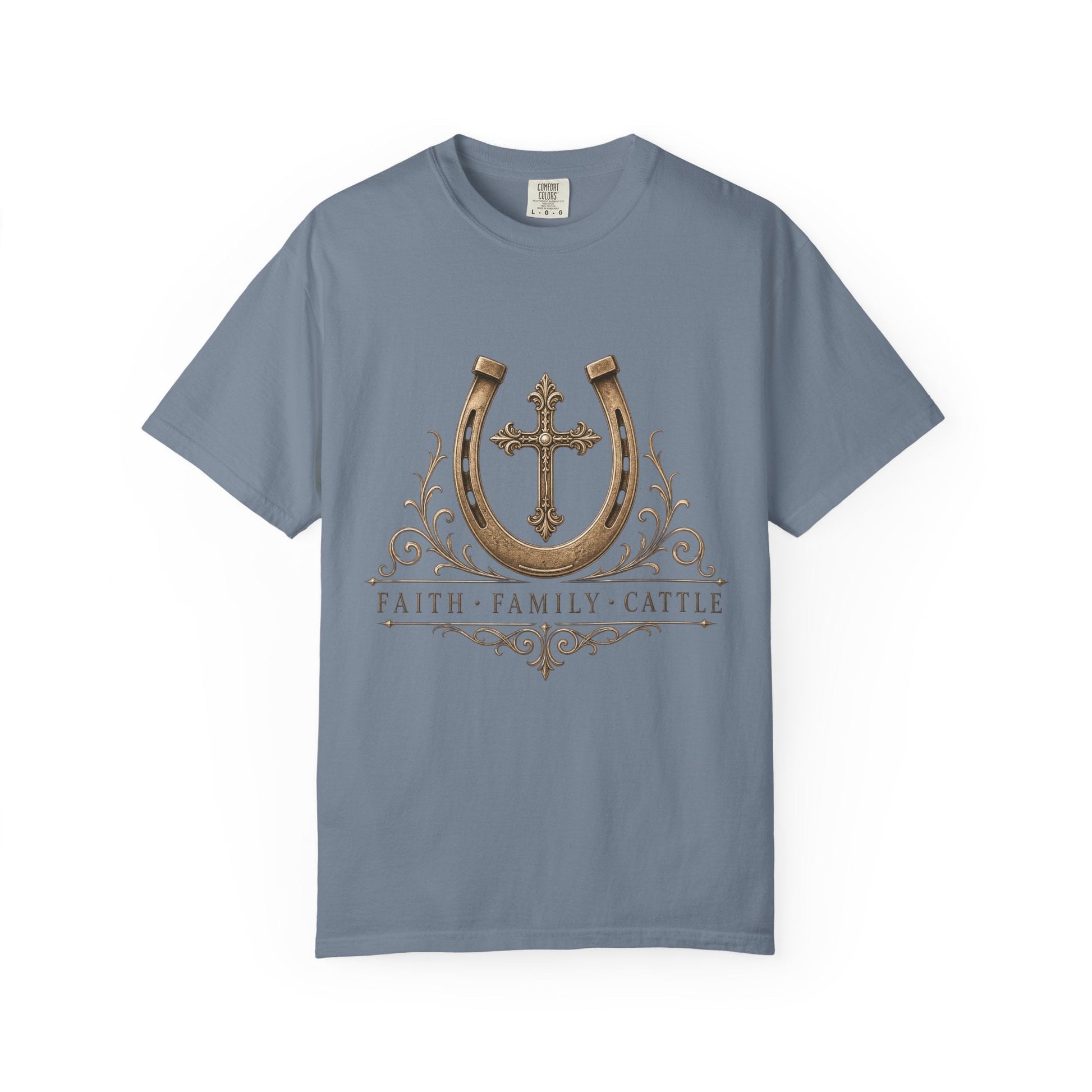 Faith Family Cattle Front T-Shirt - Just Us Flynn’s