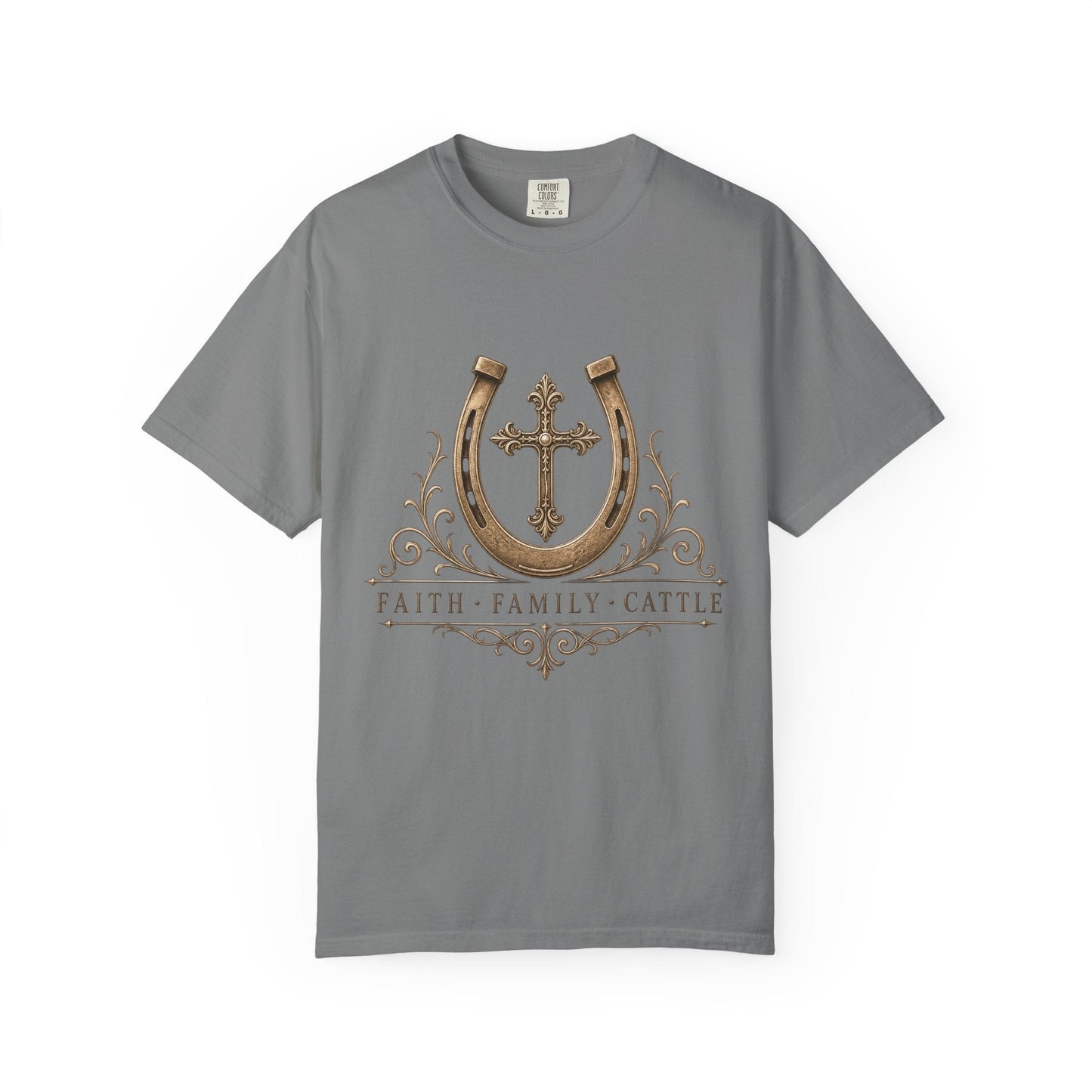 Faith Family Cattle Front T-Shirt - Just Us Flynn’s