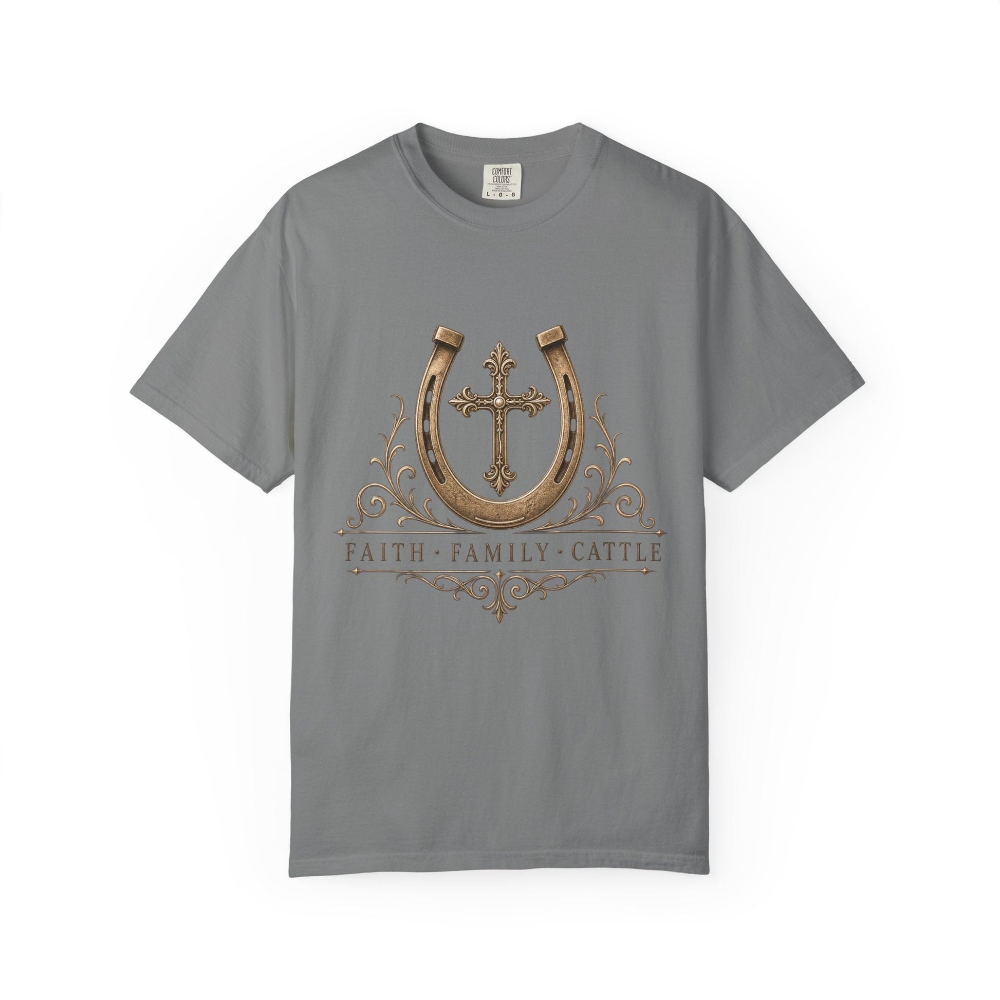 Faith Family Cattle Front T-Shirt - Just Us Flynn’s