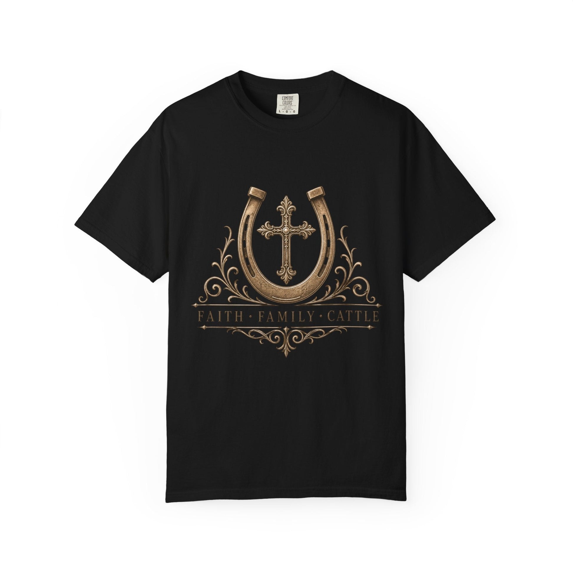Faith Family Cattle Front T-Shirt - Just Us Flynn’s