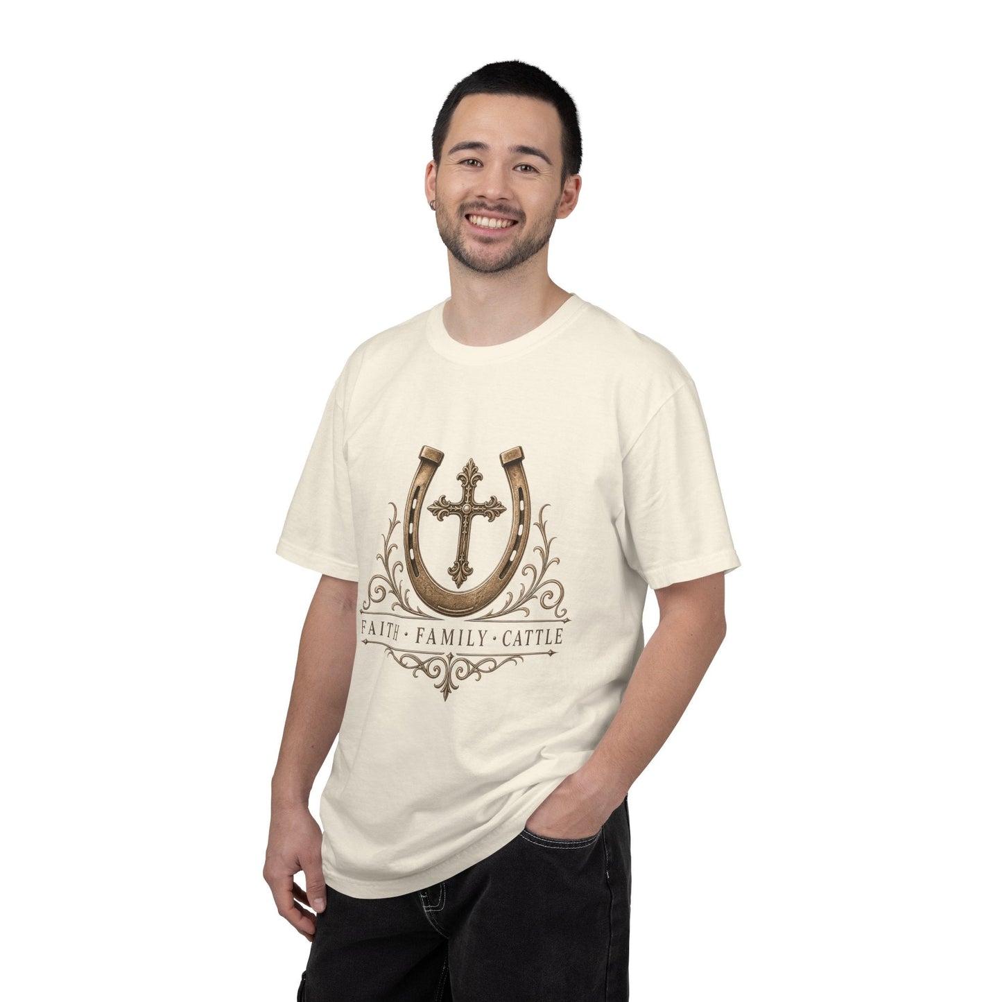 Faith Family Cattle Front T-Shirt - Just Us Flynn’s