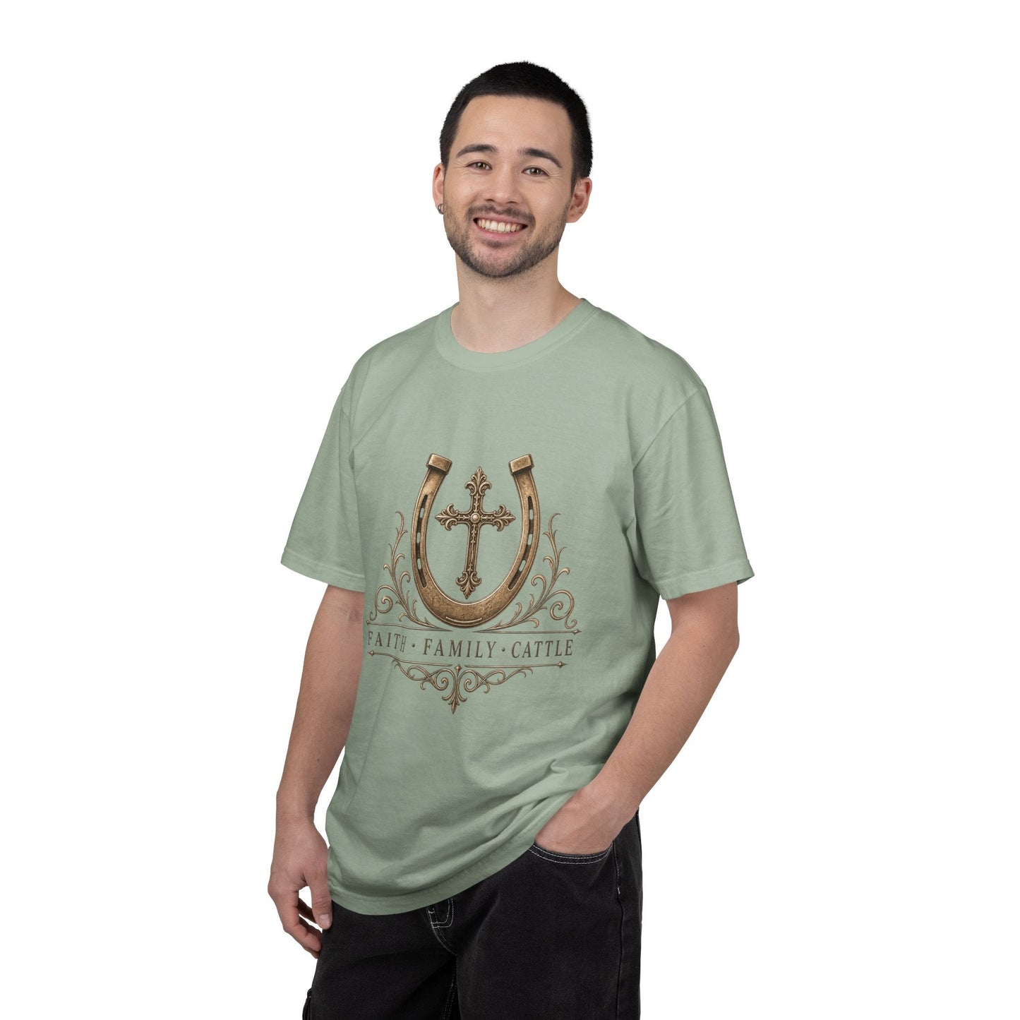 Faith Family Cattle Front T-Shirt - Just Us Flynn’s