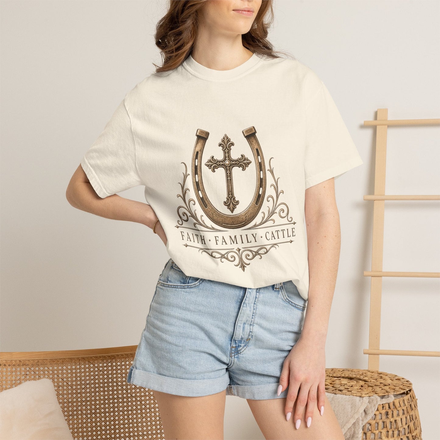Faith Family Cattle Front T-Shirt - Just Us Flynn’s