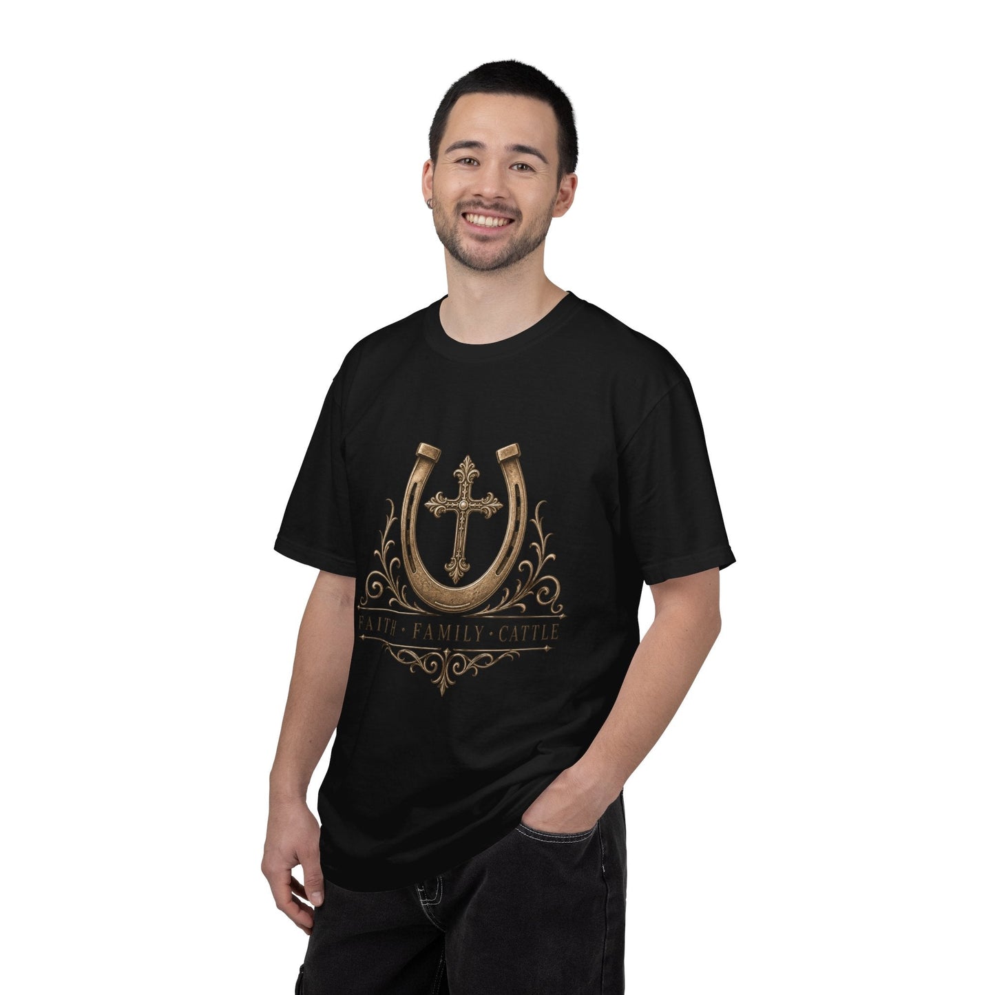 Faith Family Cattle Front T-Shirt - Just Us Flynn’s